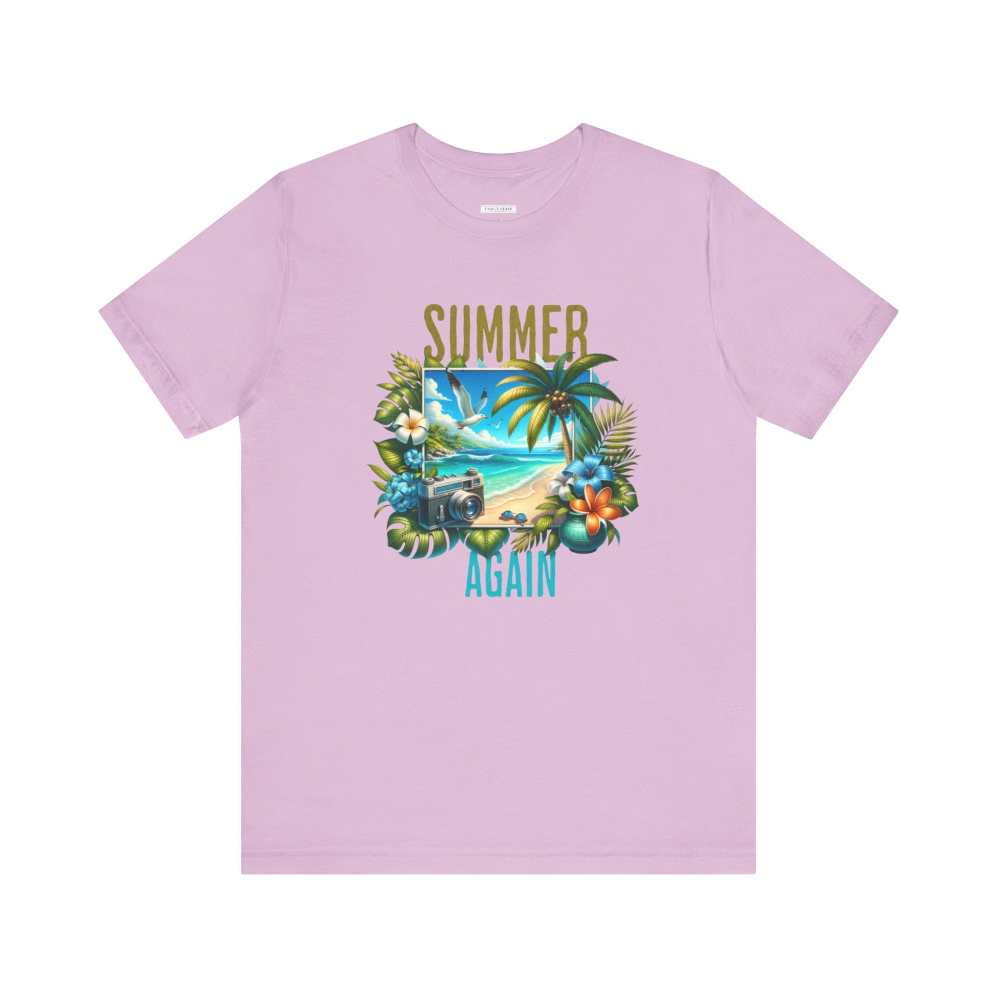 Summer Again Women's Jersey Tee - Tropical Vibe Graphic T-Shirt
