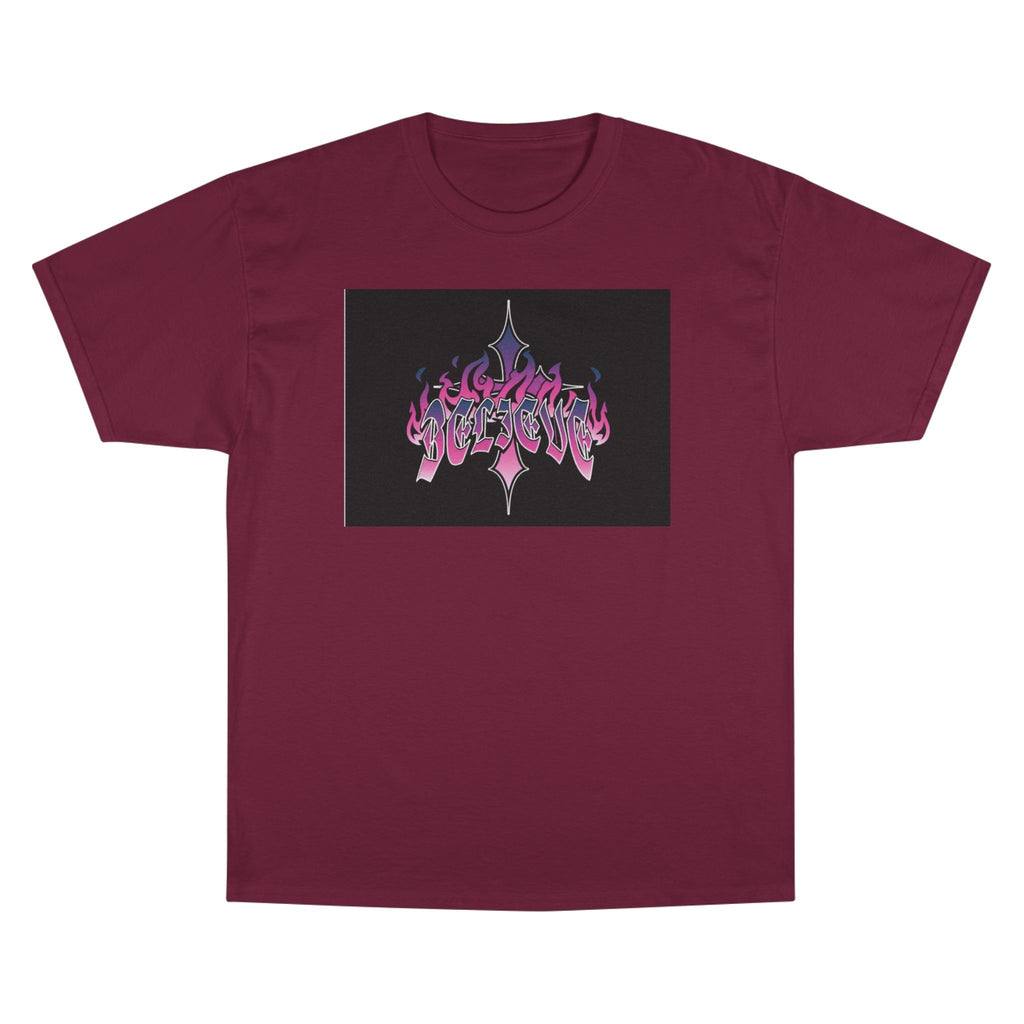 Champion Graphic Tee - Edgy Flame Design, Perfect for Streetwear Lovers