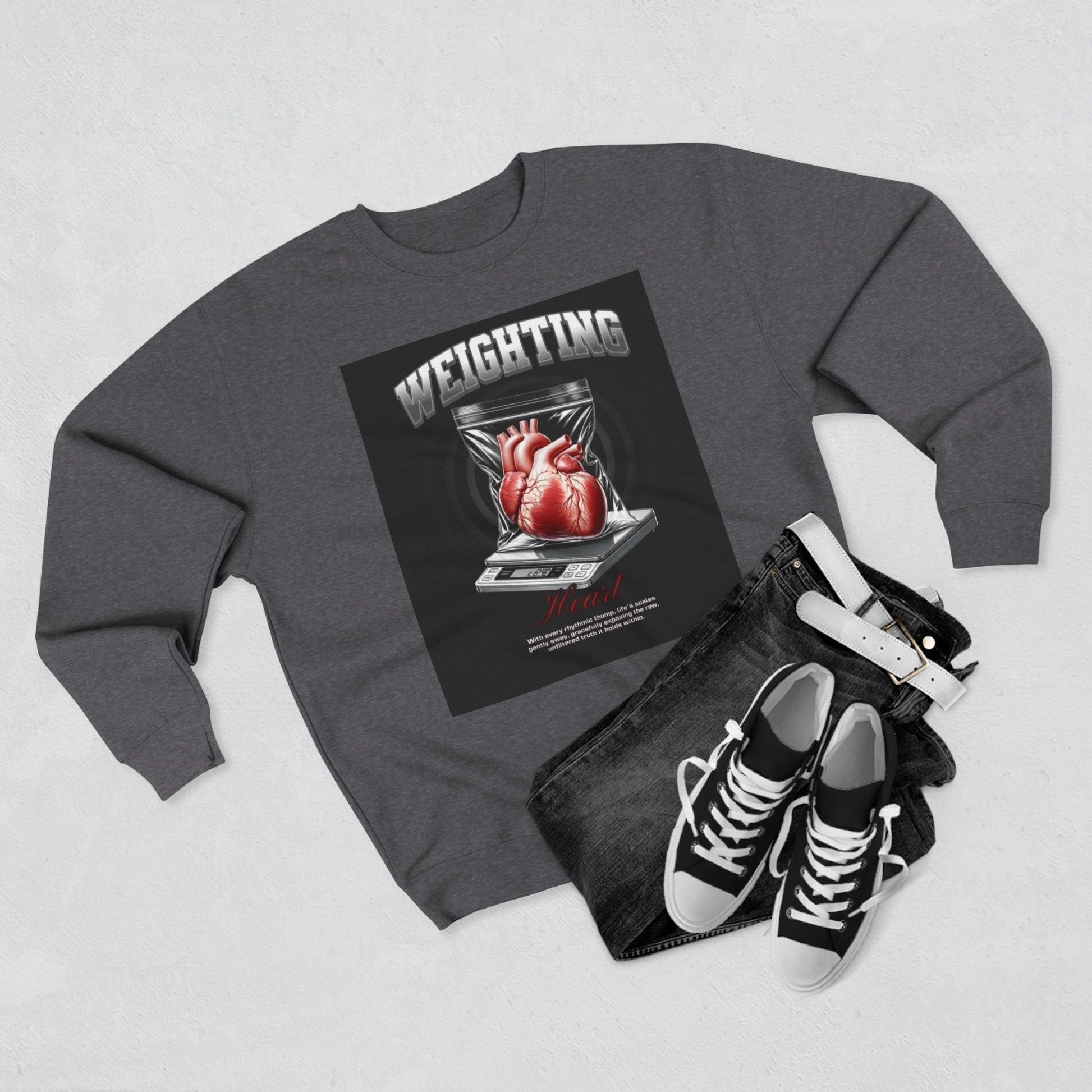 Weighting Heart Unisex Crewneck Sweatshirt - Perfect for Fitness Lovers