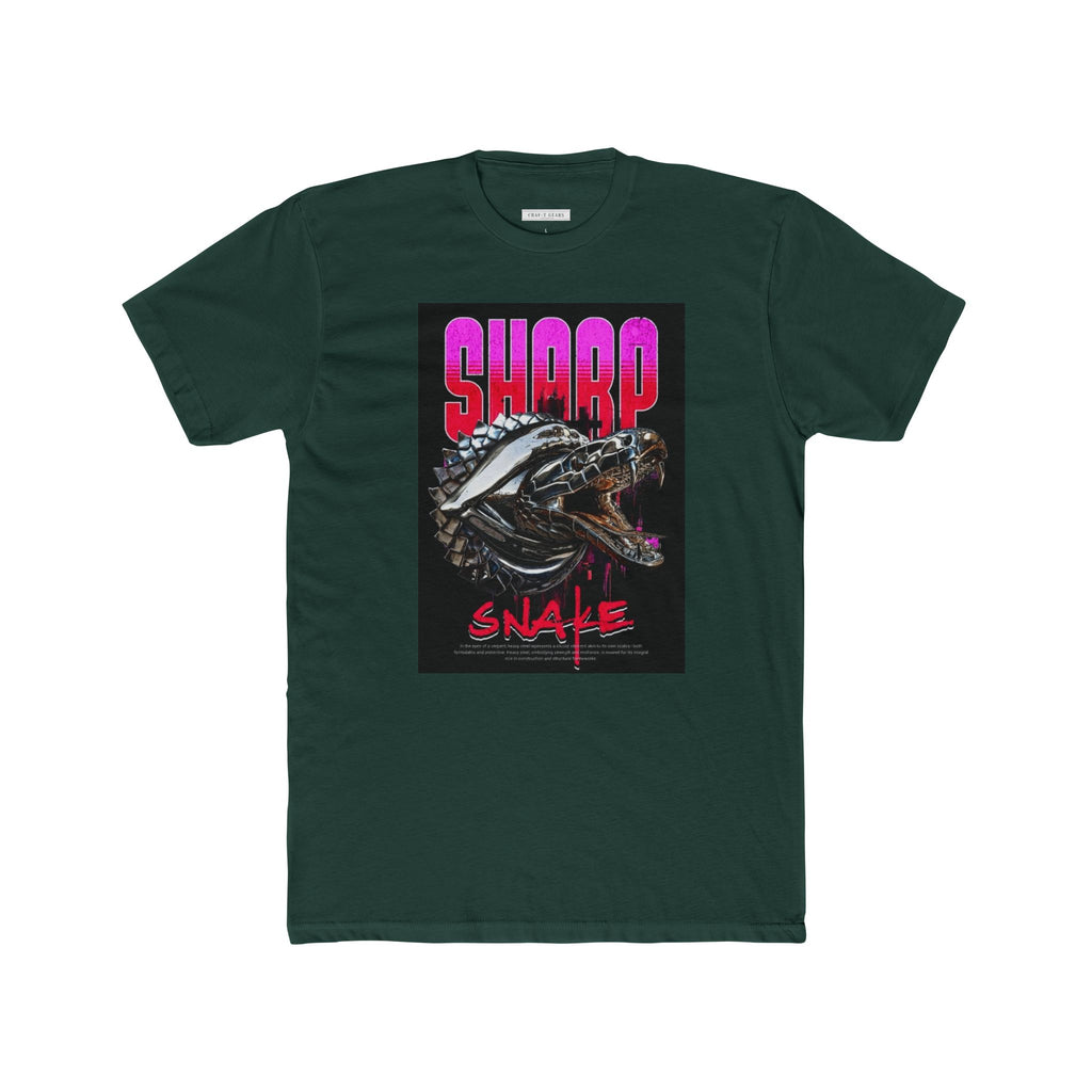 Sharp Snake Graphic Men Cotton Crew Tee - Edgy Streetwear T-Shirt for Art Lovers