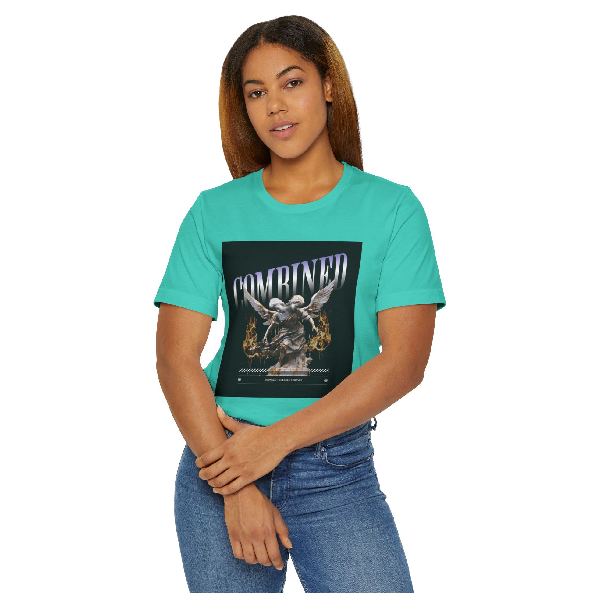 Combined Aesthetic Women Jersey T-Shirt - Graphic Angel Design