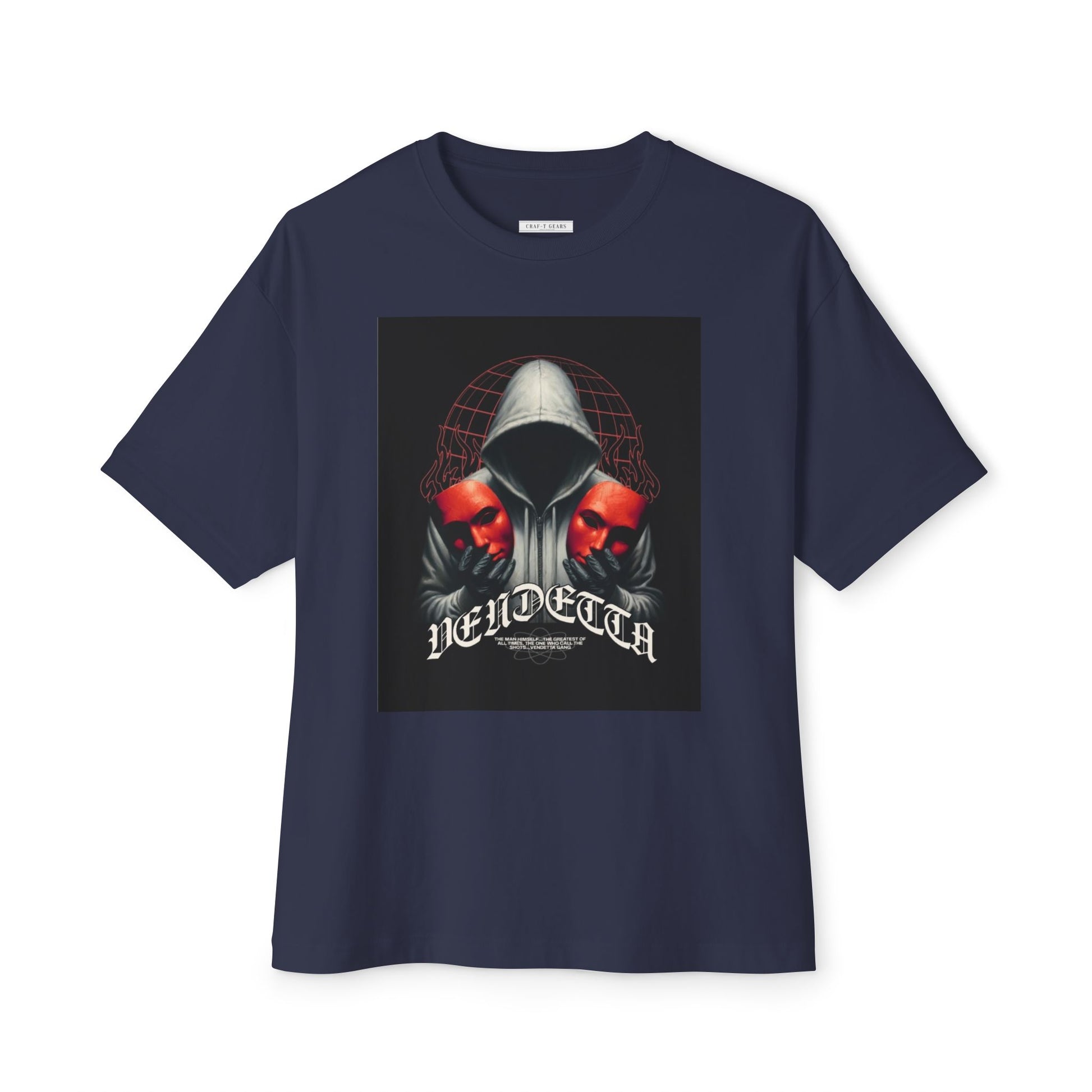 Edgy Men's Oversized Tee with 'VENDETTA' Design - Streetwear Essential