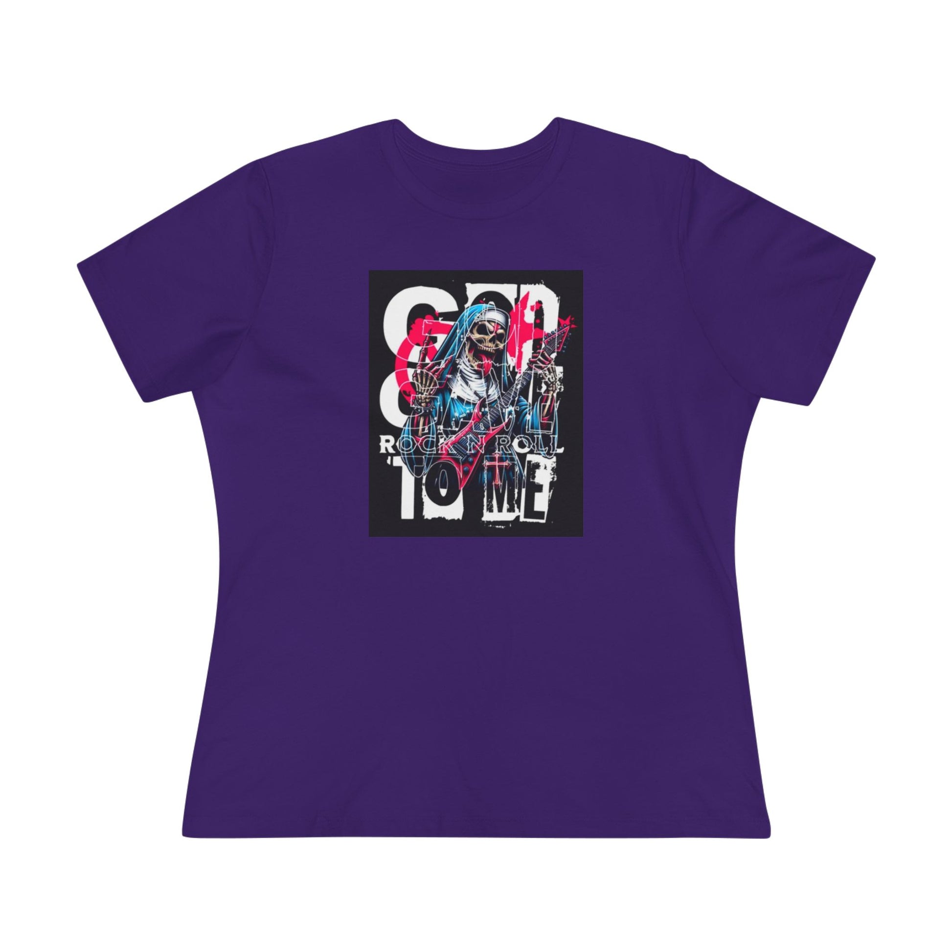 Rock N' Roll Women's Cotton Tee - Retro Skull Design for Music Lovers
