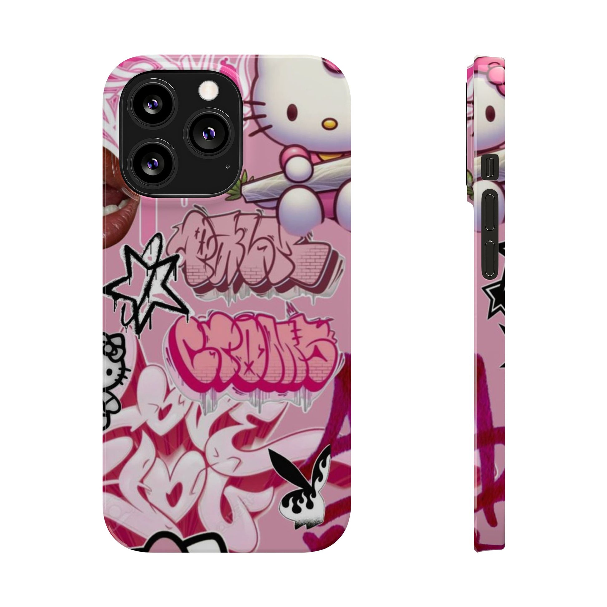 Trendy Hello Kitty Slim Phone Case - Graffiti Style, Cute and Stylish