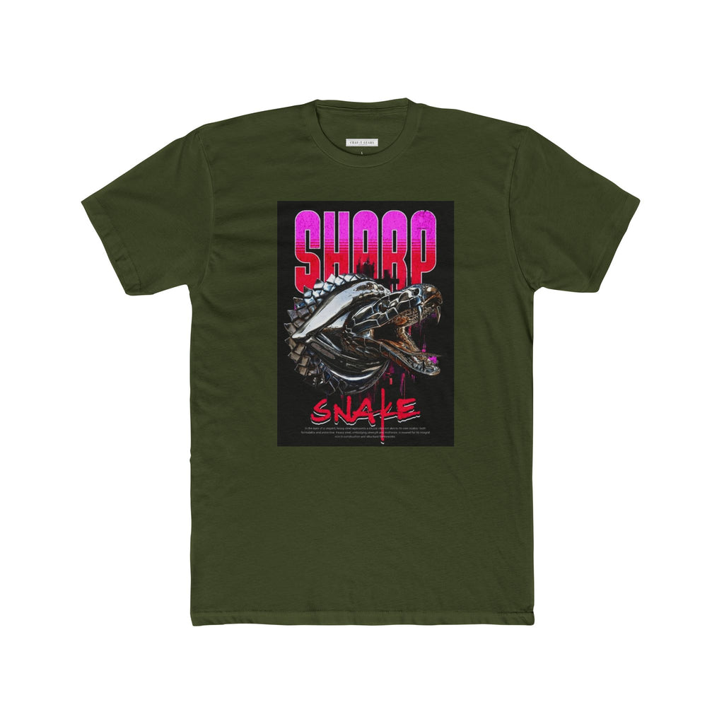 Sharp Snake Graphic Men Cotton Crew Tee - Edgy Streetwear T-Shirt for Art Lovers