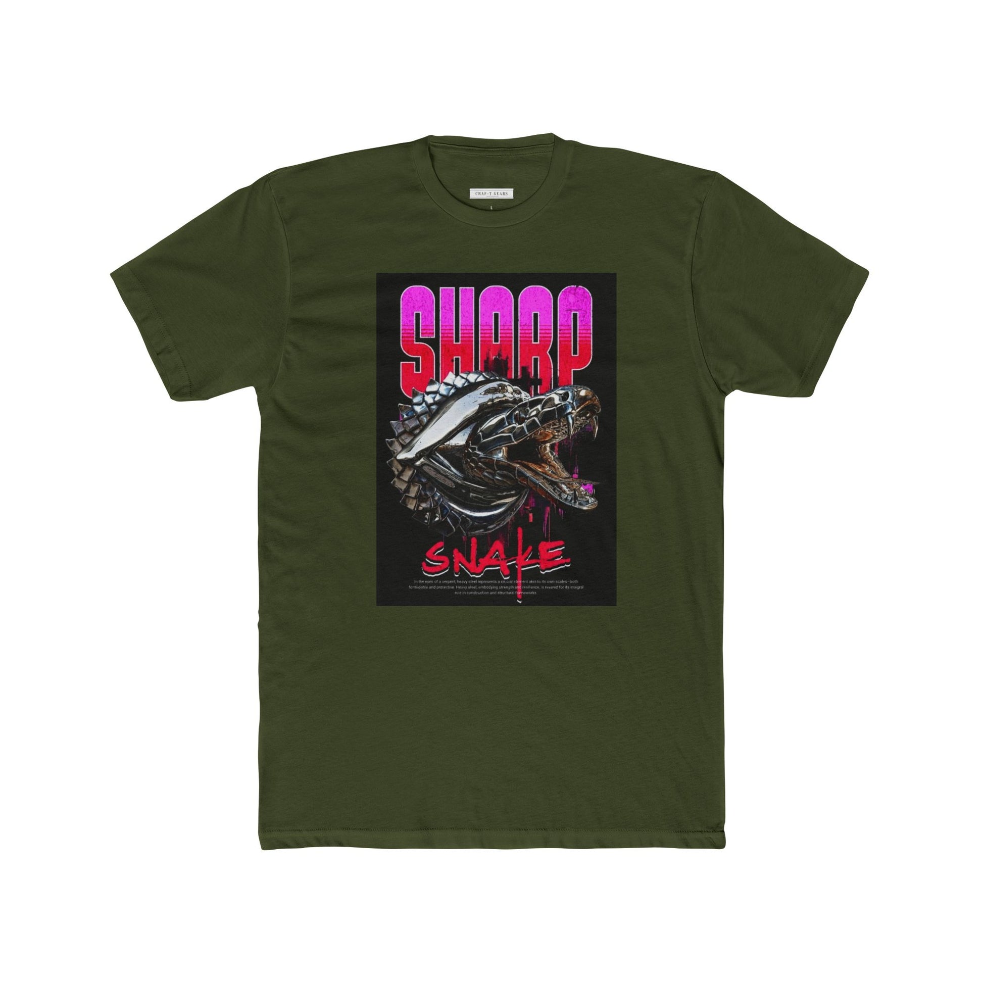 Sharp Snake Graphic Men Cotton Crew Tee - Edgy Streetwear T-Shirt for Art Lovers