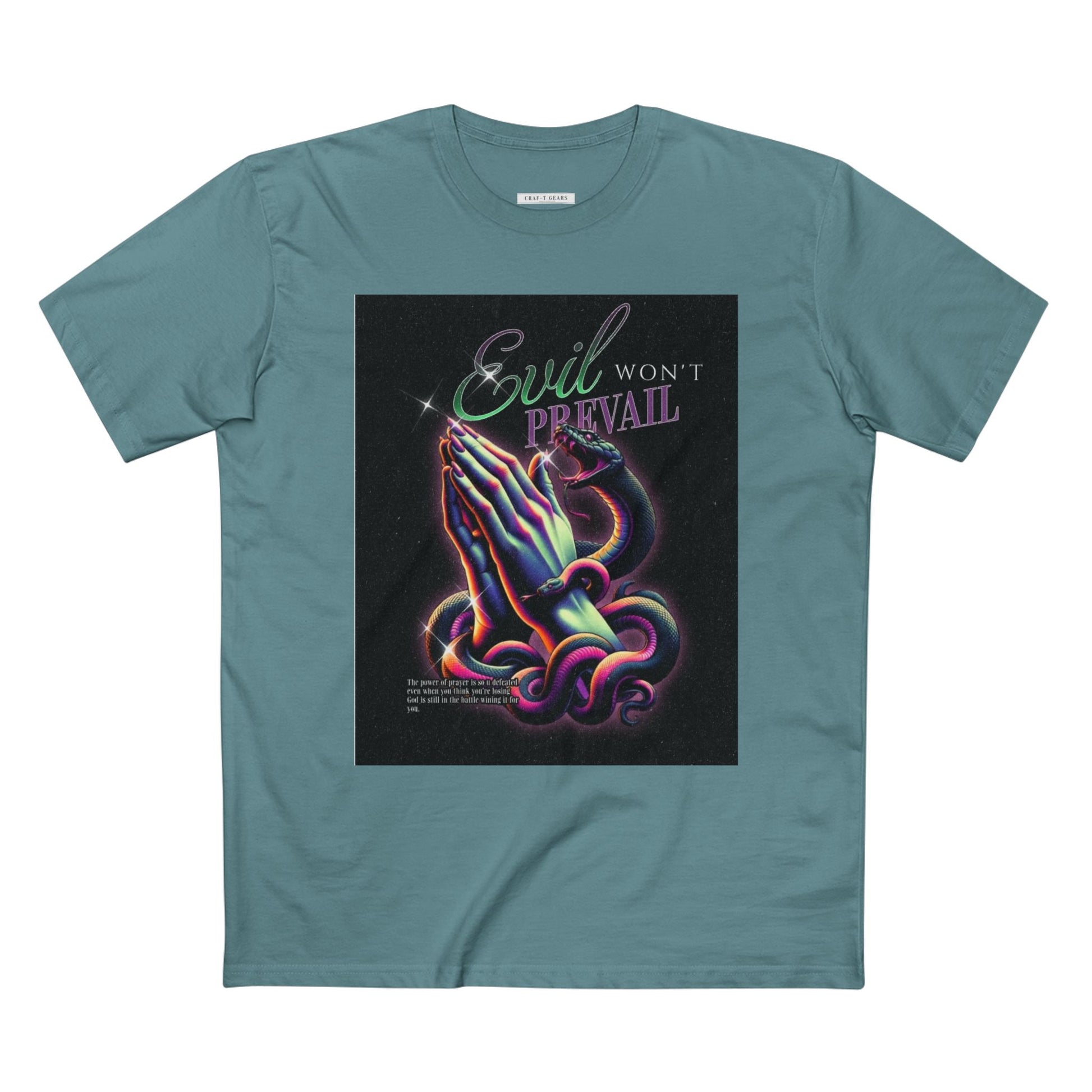 Evil Won't Prevail Graphic Tee - Edgy Prayer Design for Bold Self-Expression