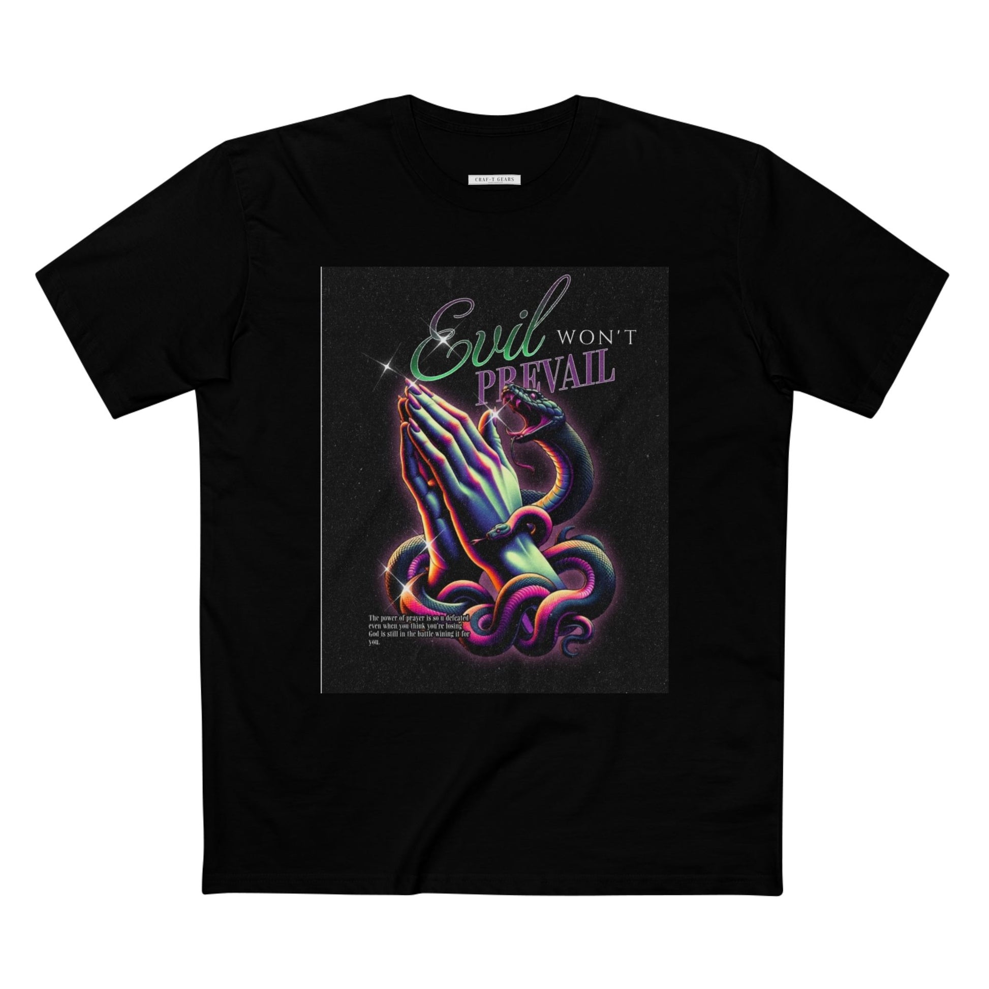 Evil Won't Prevail Graphic Tee - Edgy Prayer Design for Bold Self-Expression