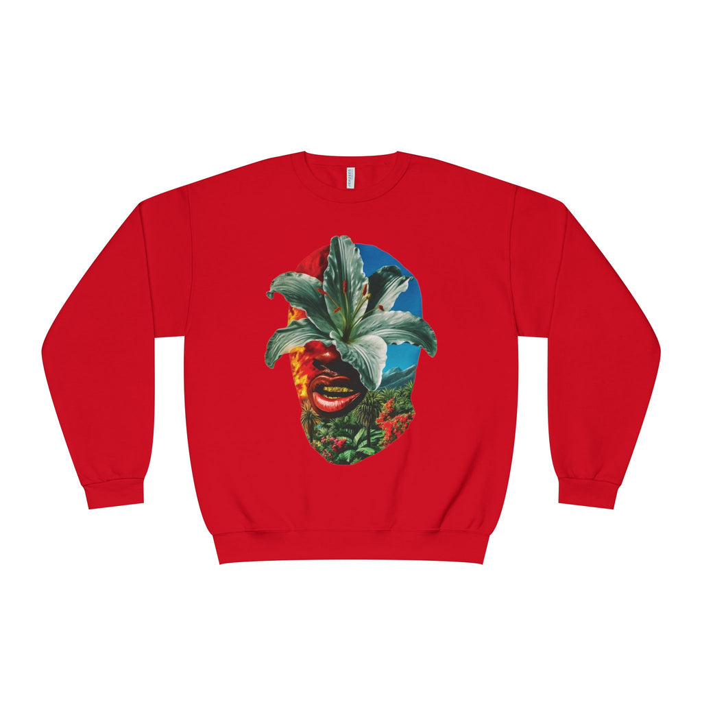 Nature-Inspired Unisex Crewneck Sweatshirt - Vibrant Floral Face Design, Cozy Casual Wear, Perfect for Gifts, Meditation, Everyday Fashion