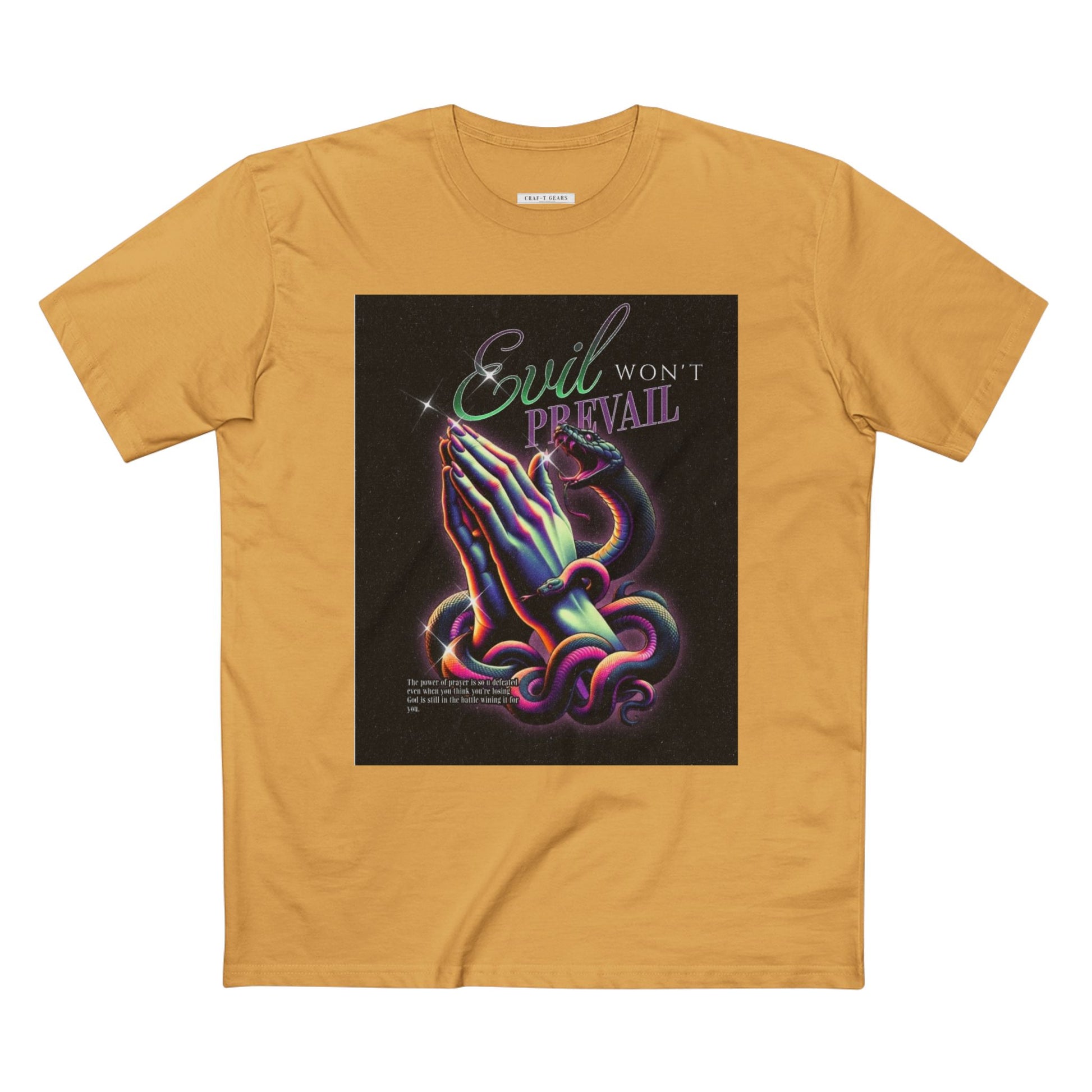 Evil Won't Prevail Graphic Tee - Edgy Prayer Design for Bold Self-Expression