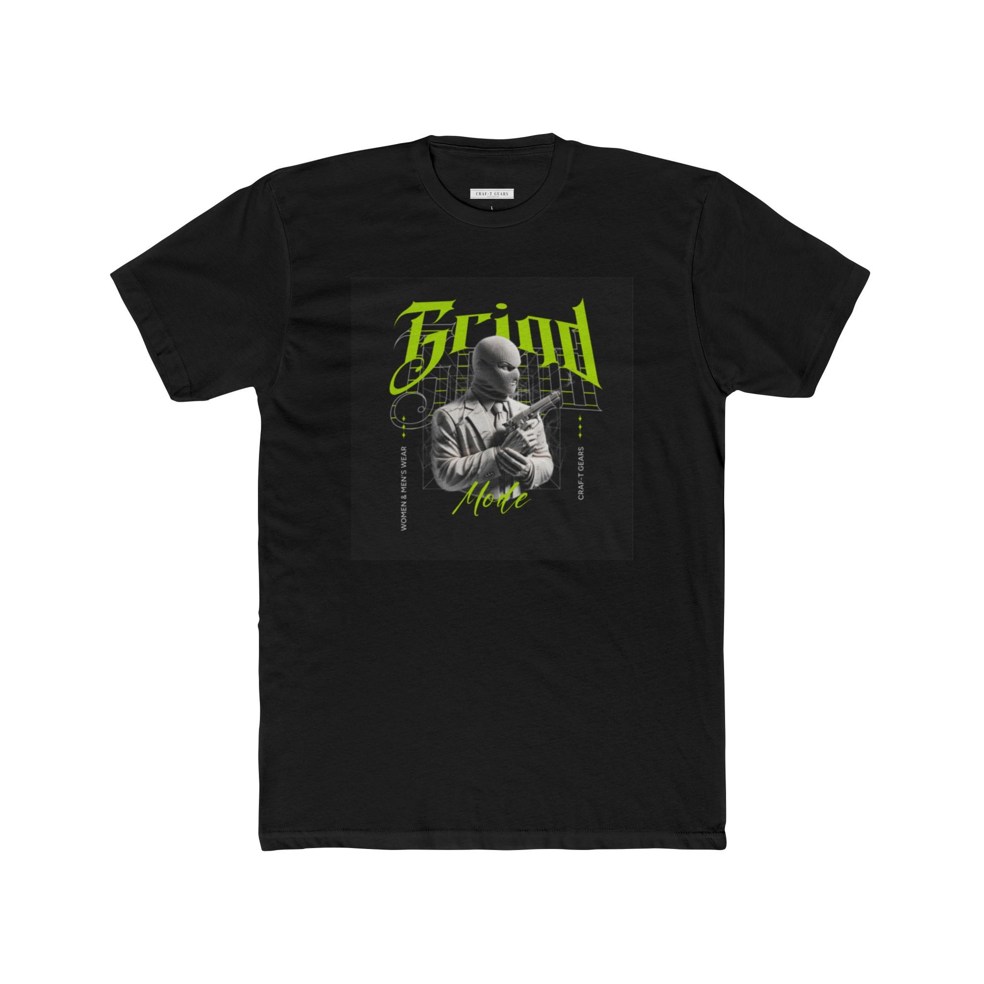 Vintage-Inspired Unisex Cotton Crew Tee - 'Grind Graphic Design