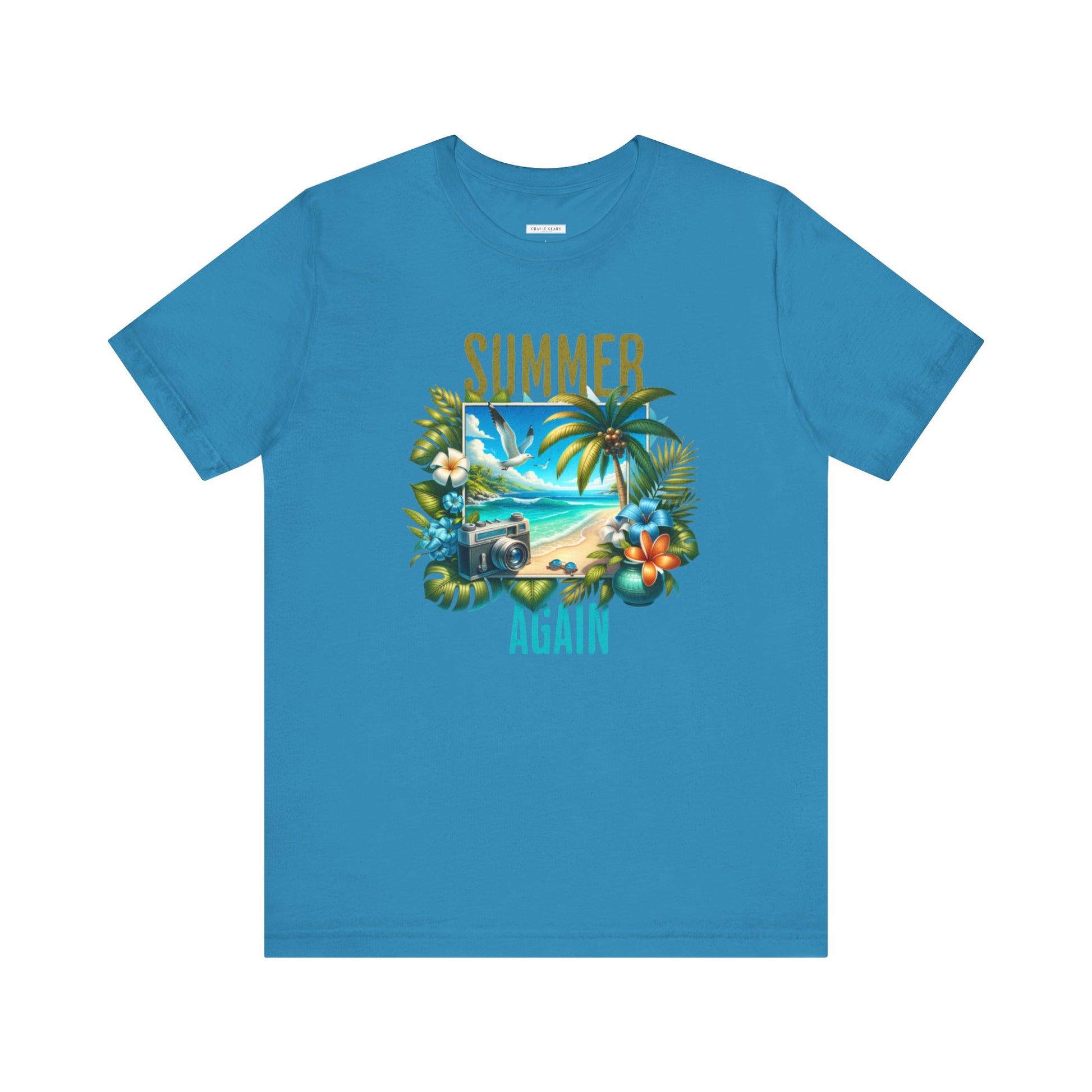 Summer Again Women's Jersey Tee - Tropical Vibe Graphic T-Shirt