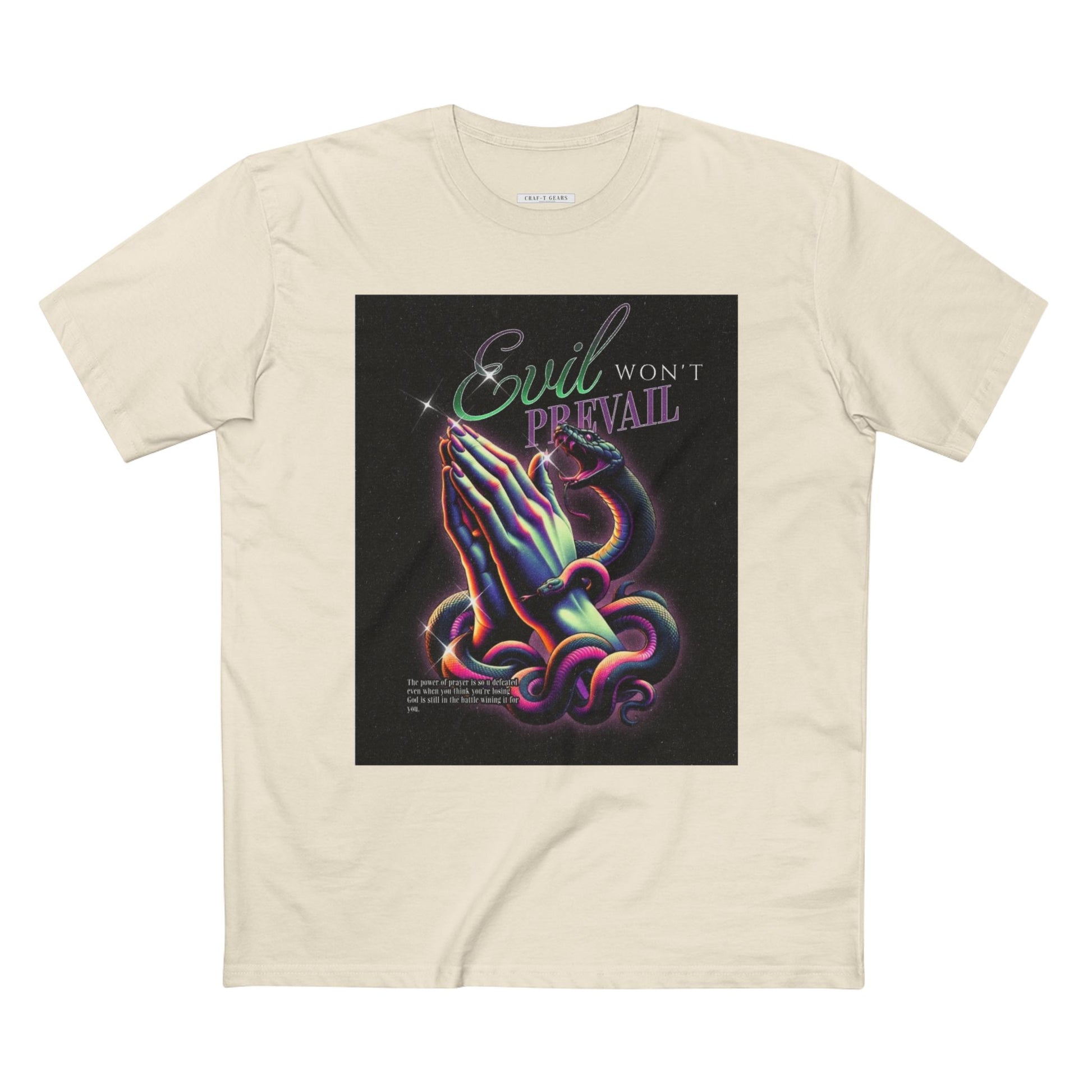 Evil Won't Prevail Graphic Tee - Edgy Prayer Design for Bold Self-Expression