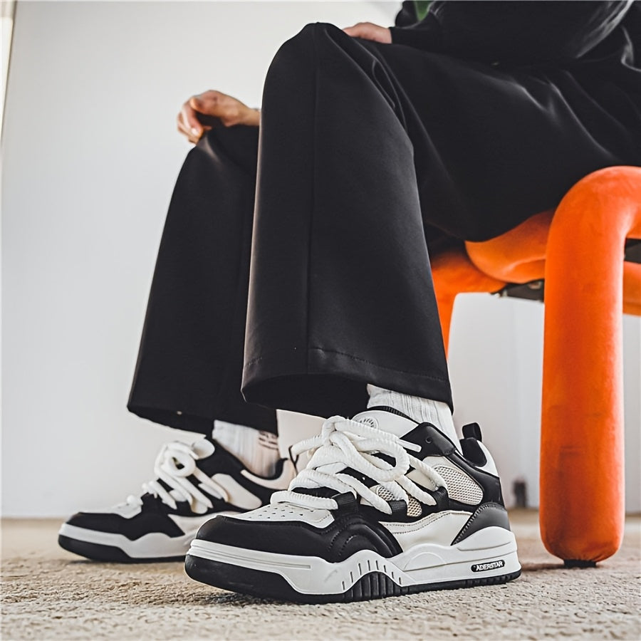 Men's All-Season Trendy Athletic Sneakers - White, Green & Orange Color Scheme, Breathable Mesh Upper, Durable Rubber Sole, Lace-Up Casual Shoes for Everyday & Sports Wear, Versatile Footwear | Modern Shoe Design | Comfortabl