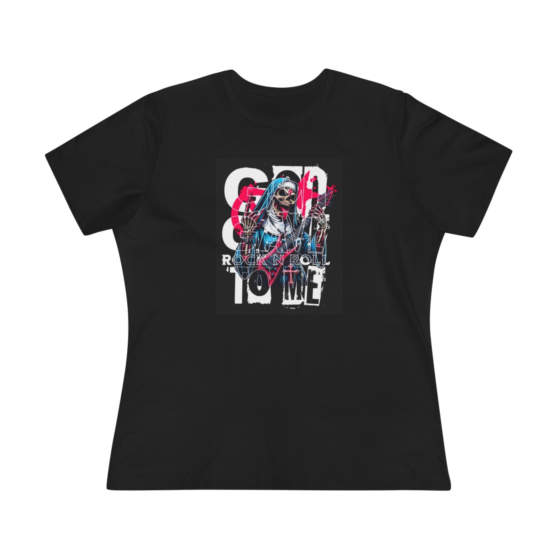 Rock N' Roll Women's Cotton Tee - Retro Skull Design for Music Lovers