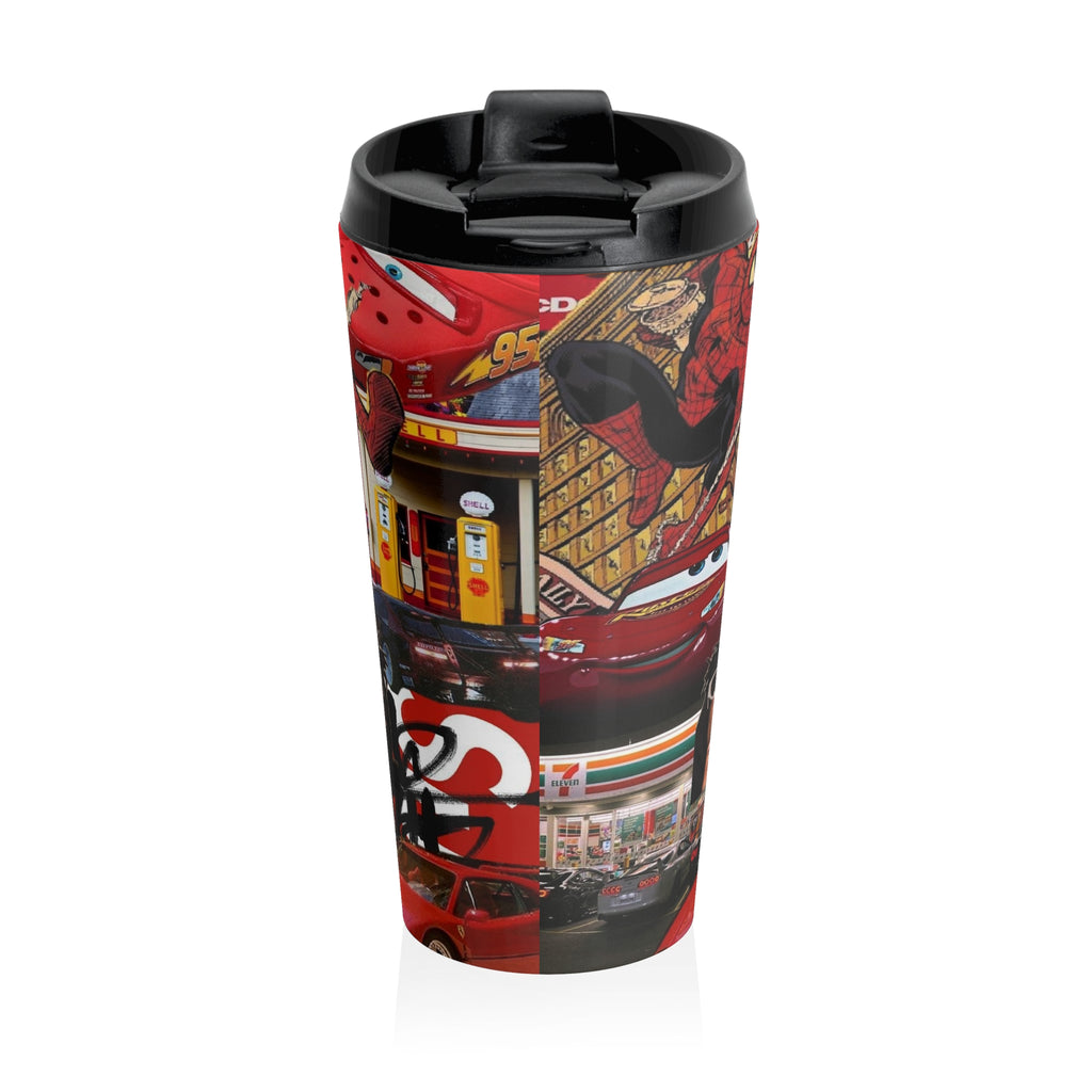 Vibrant Cartoon Travel Mug - Car Enthusiast Design