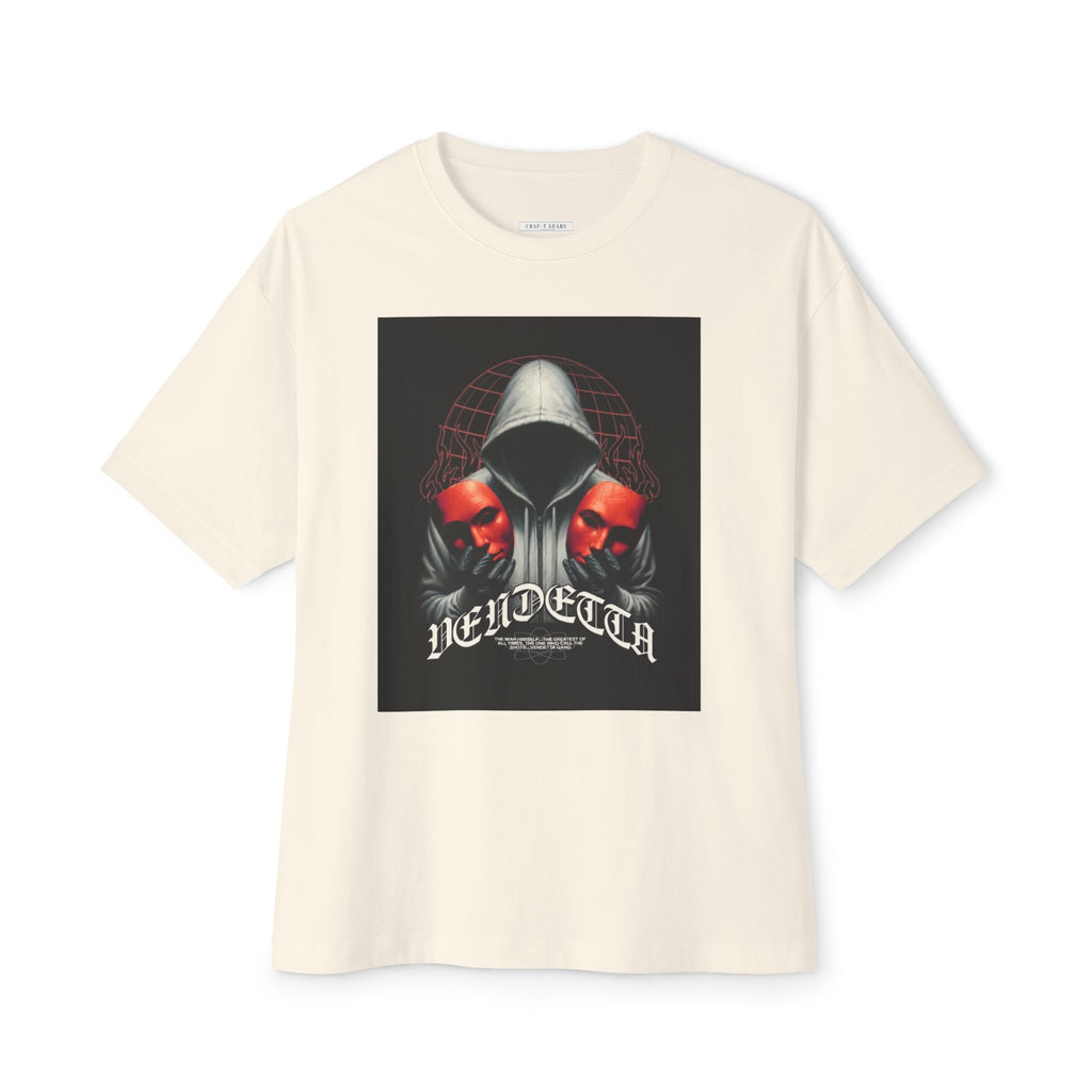 Edgy Men's Oversized Tee with 'VENDETTA' Design - Streetwear Essential
