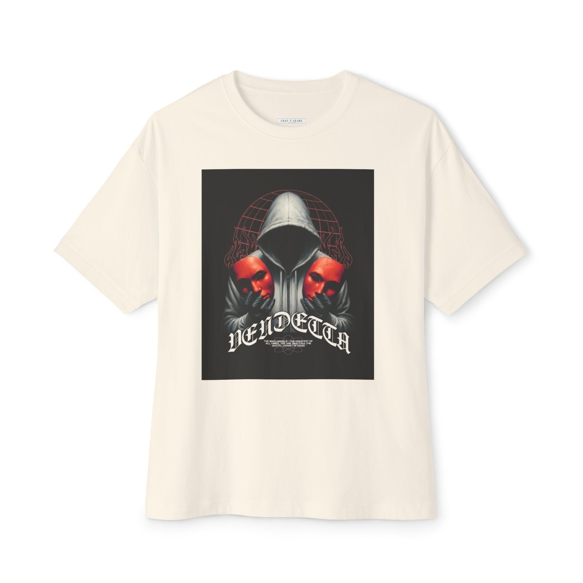 Edgy Men's Oversized Tee with 'VENDETTA' Design - Streetwear Essential