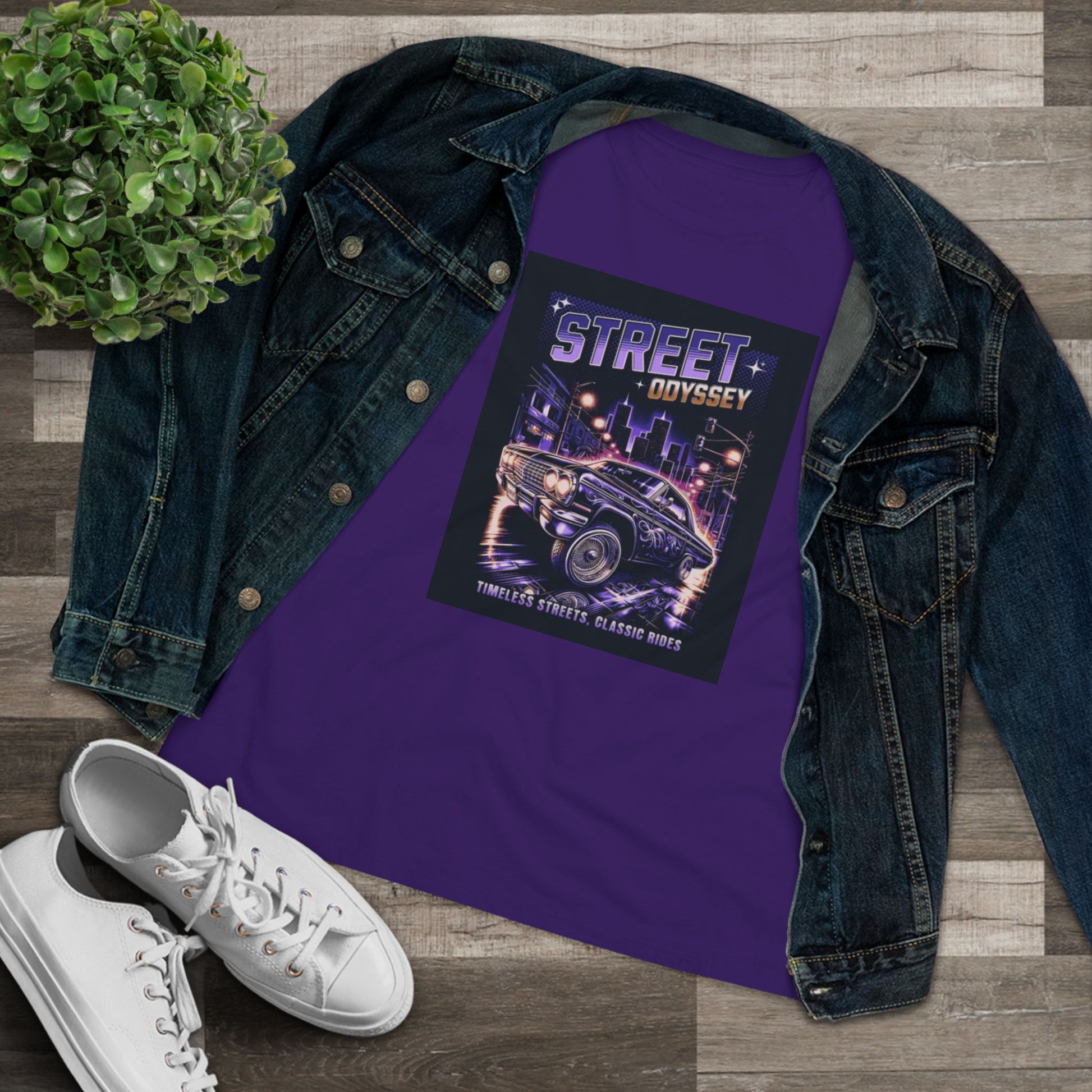 Street Odyssey Women's Graphic Tee - Vintage Car Design