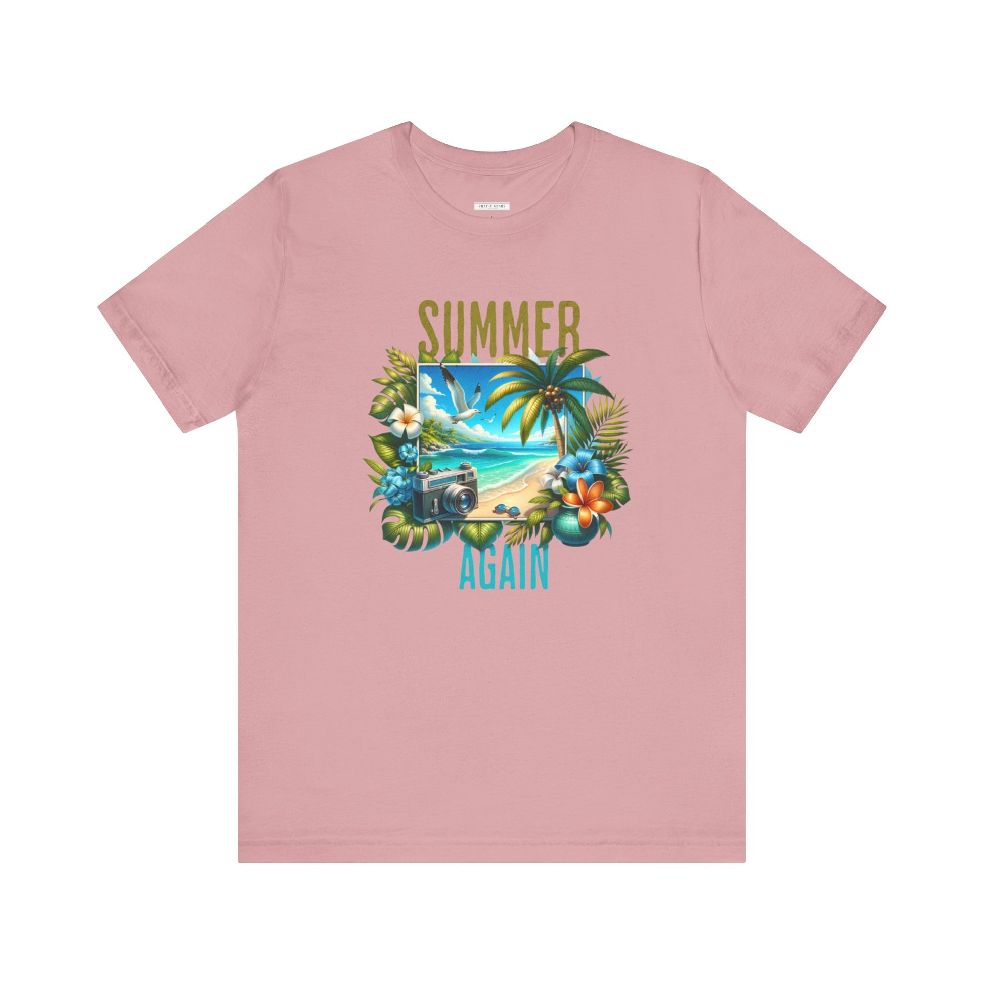 Summer Again Women's Jersey Tee - Tropical Vibe Graphic T-Shirt