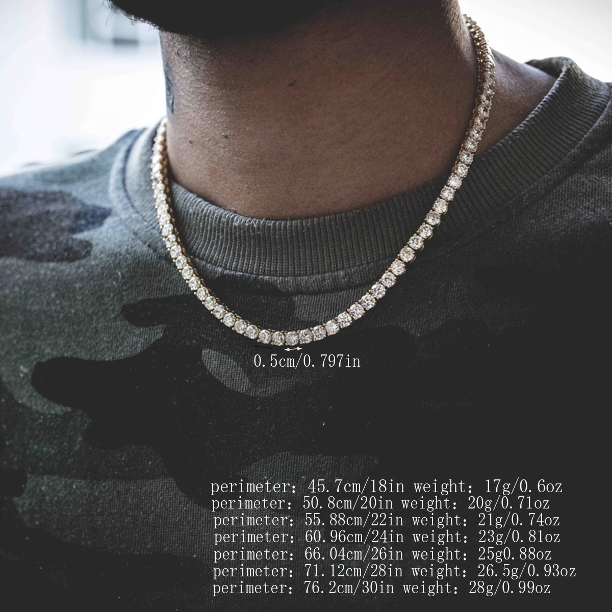 Shiny Hip Hop Tennis Silveryy Chain Necklace Party Jewelry For Men And Women