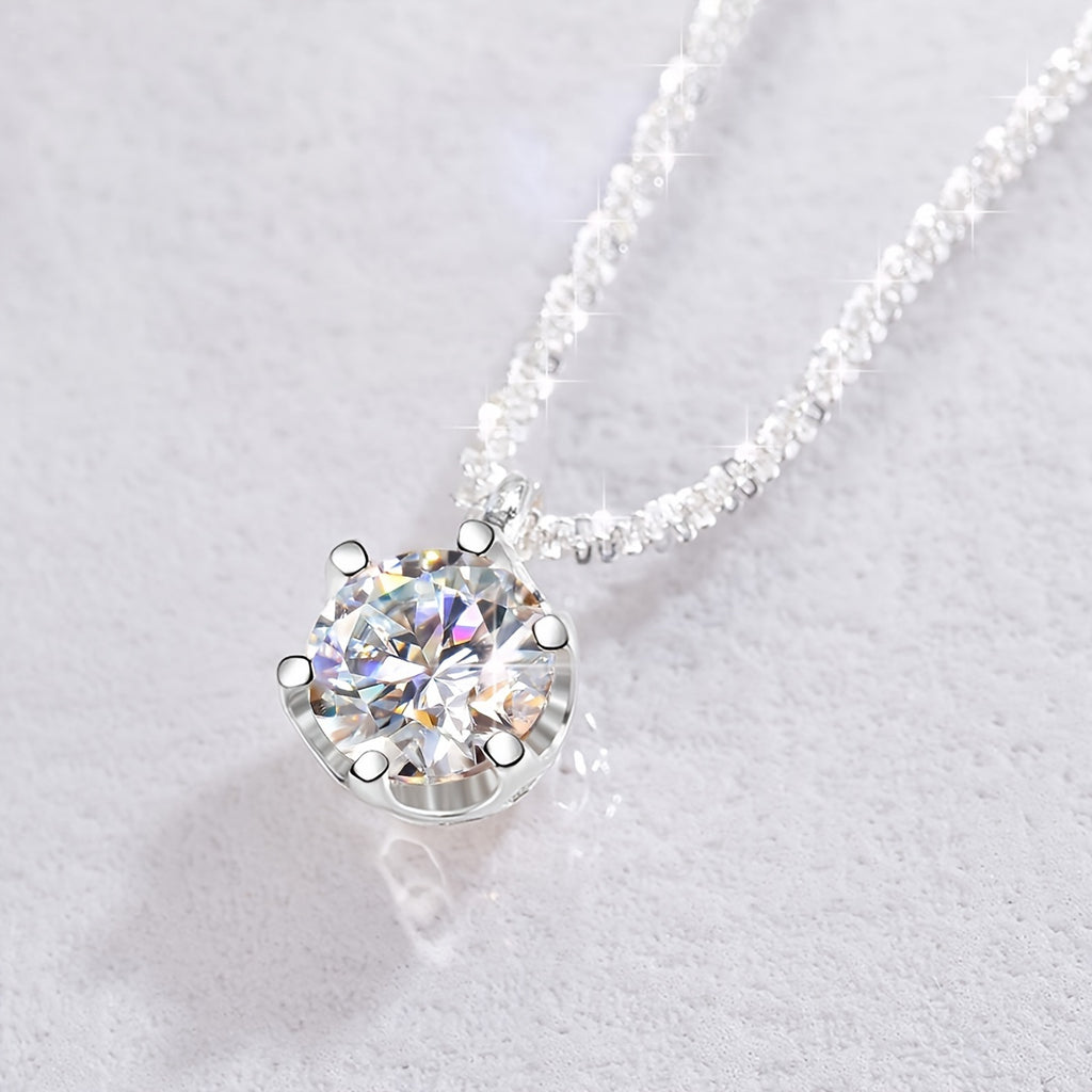 Moissanite Radiance Pendant Necklace | 1CT | 925 Sterling Silver | Elegant Design | Luxury Wedding, Promise, Eternity and Mothers Day Gift for Her, Valentines Day Jewelry