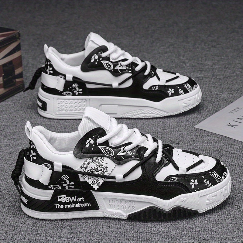 [Fashion Joker, Skateboard Shoes] Men's Outdoor Skateboard Shoes - Soft Bottom Comfortable and Breathable Low-Cut Platform Design, Suitable for Spring/Autumn, Outdoor Walking