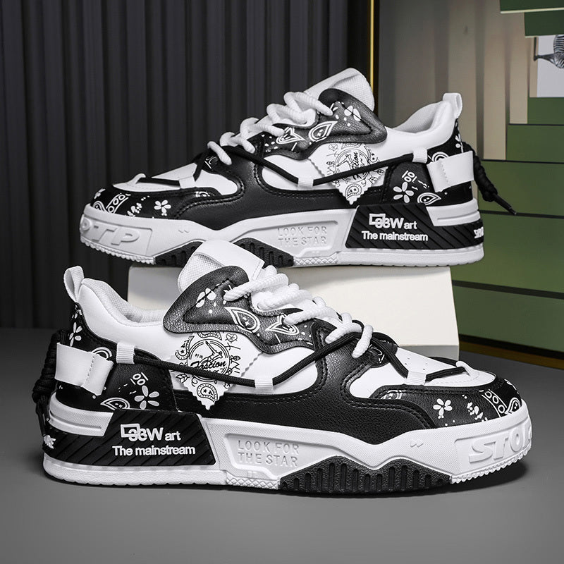 [Fashion Joker, Skateboard Shoes] Men's Outdoor Skateboard Shoes - Soft Bottom Comfortable and Breathable Low-Cut Platform Design, Suitable for Spring/Autumn, Outdoor Walking