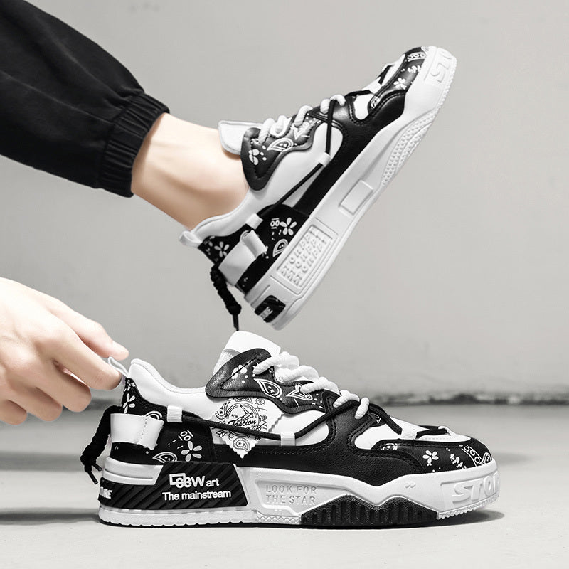 [Fashion Joker, Skateboard Shoes] Men's Outdoor Skateboard Shoes - Soft Bottom Comfortable and Breathable Low-Cut Platform Design, Suitable for Spring/Autumn, Outdoor Walking