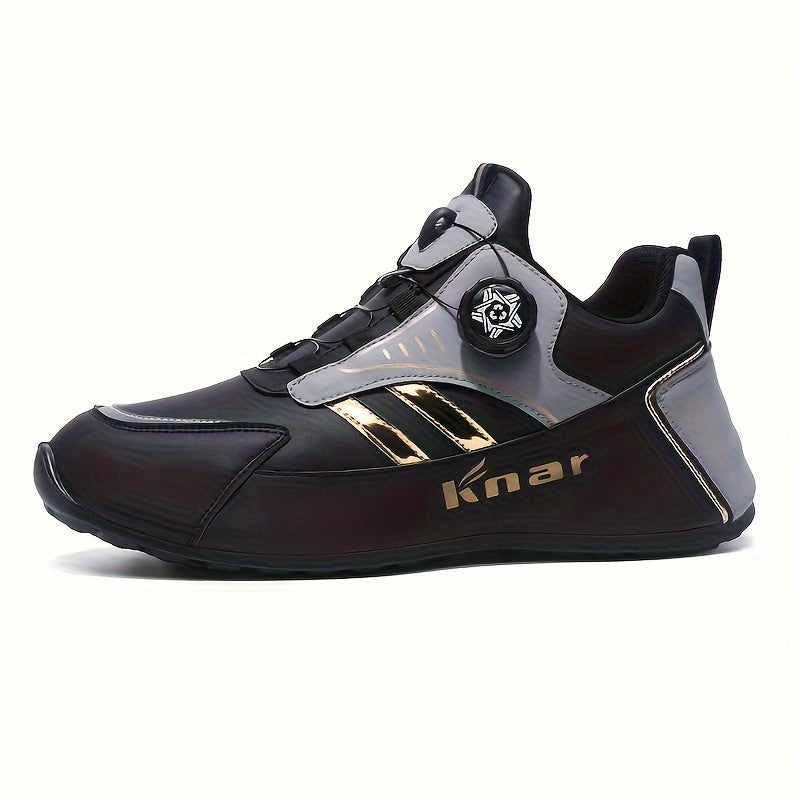 Men's Trendy Colour Block Basketball Shoes With Rotating Buckle, Comfy Non Slip Durable Sneakers For Men's Outdoor Activities