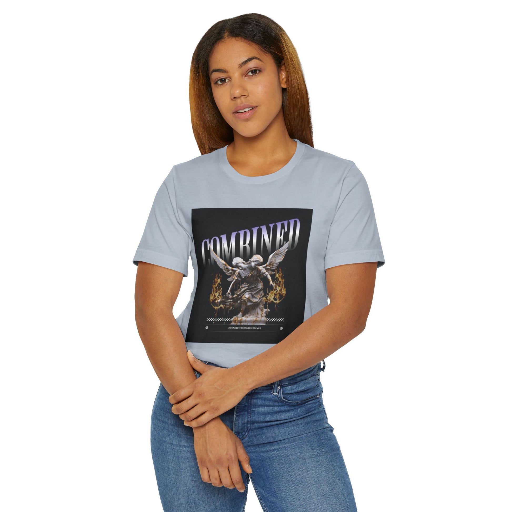 Combined Aesthetic Women Jersey T-Shirt - Graphic Angel Design