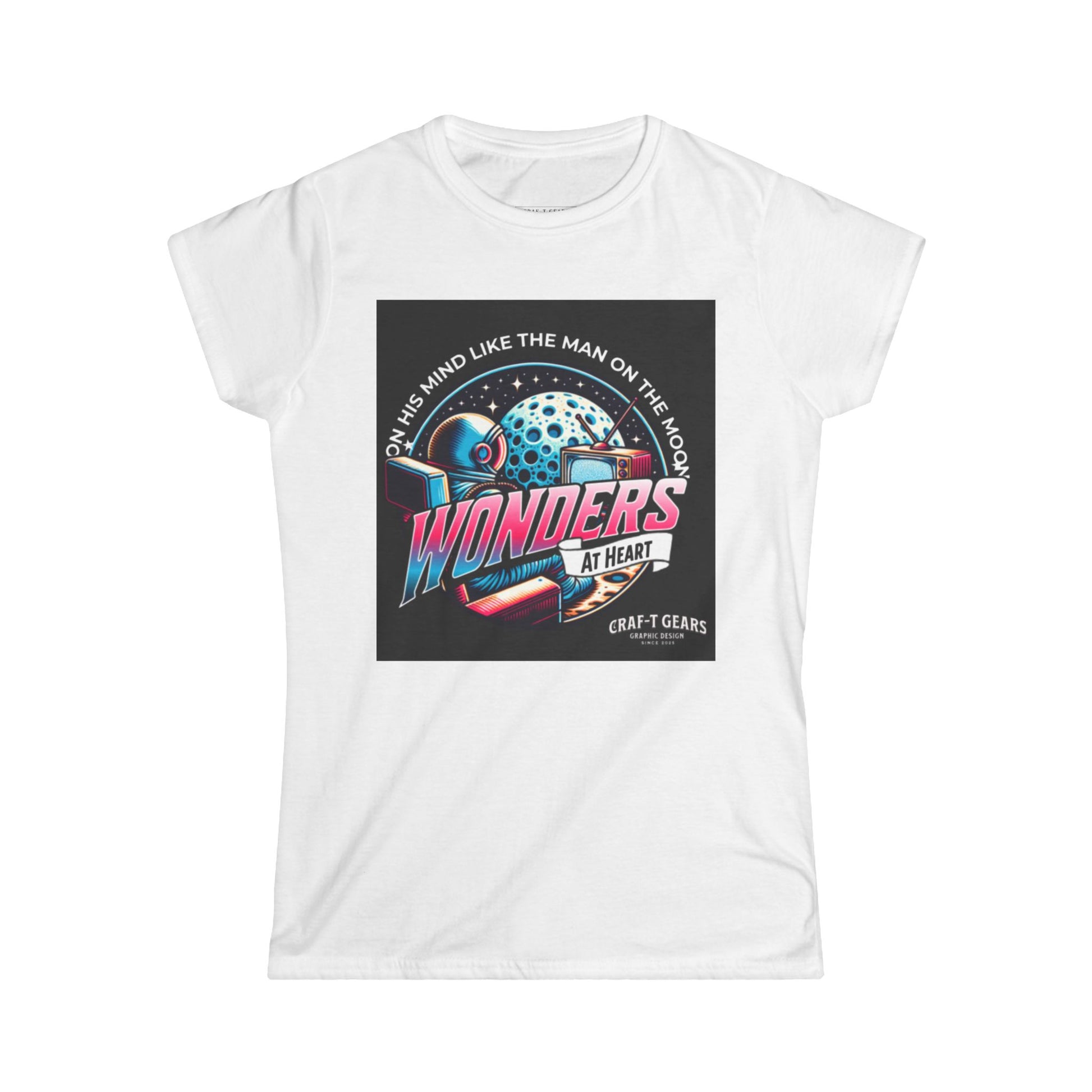 Wonders at Heart Women's Softstyle Tee - Inspirational Graphic T-Shirt for Space Enthusiasts