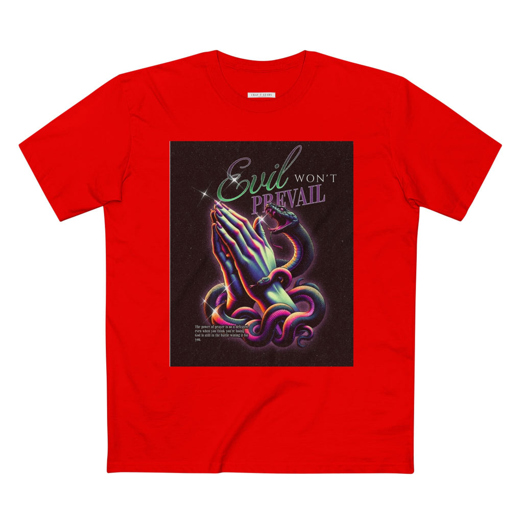 Evil Won't Prevail Graphic Tee - Edgy Prayer Design for Bold Self-Expression