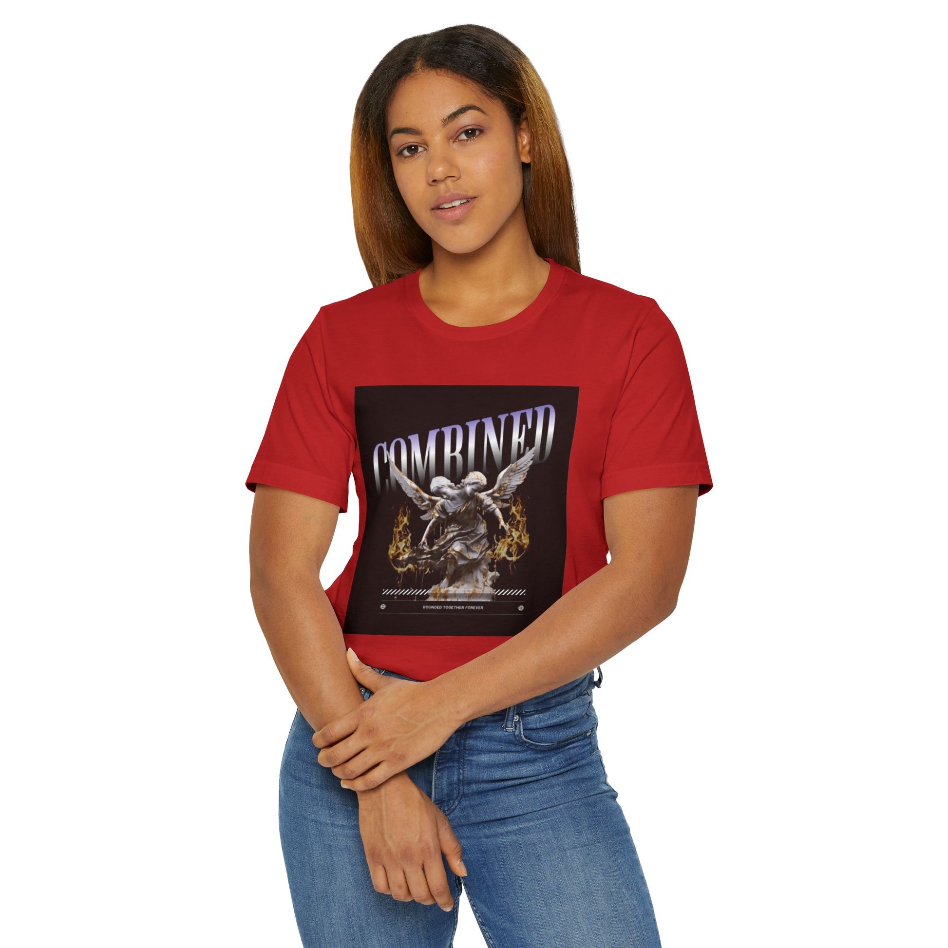 Combined Aesthetic Women Jersey T-Shirt - Graphic Angel Design