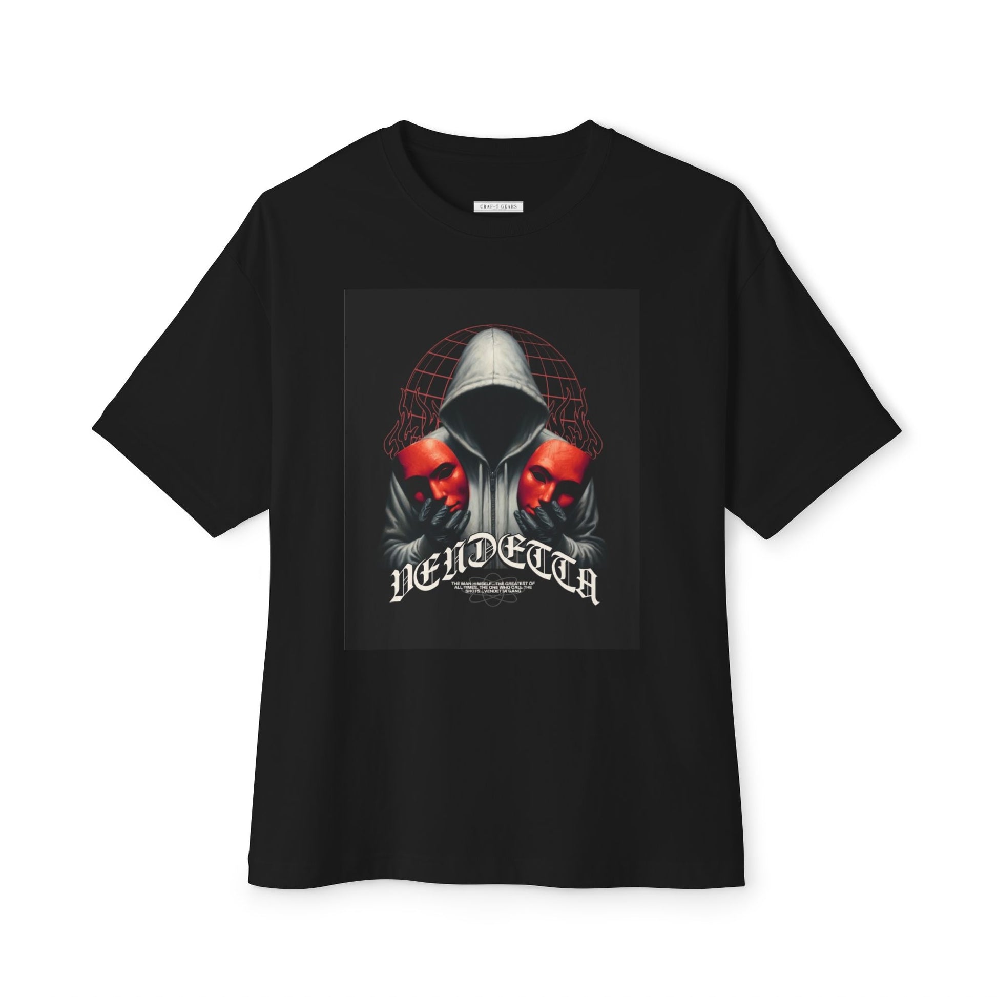 Edgy Men's Oversized Tee with 'VENDETTA' Design - Streetwear Essential