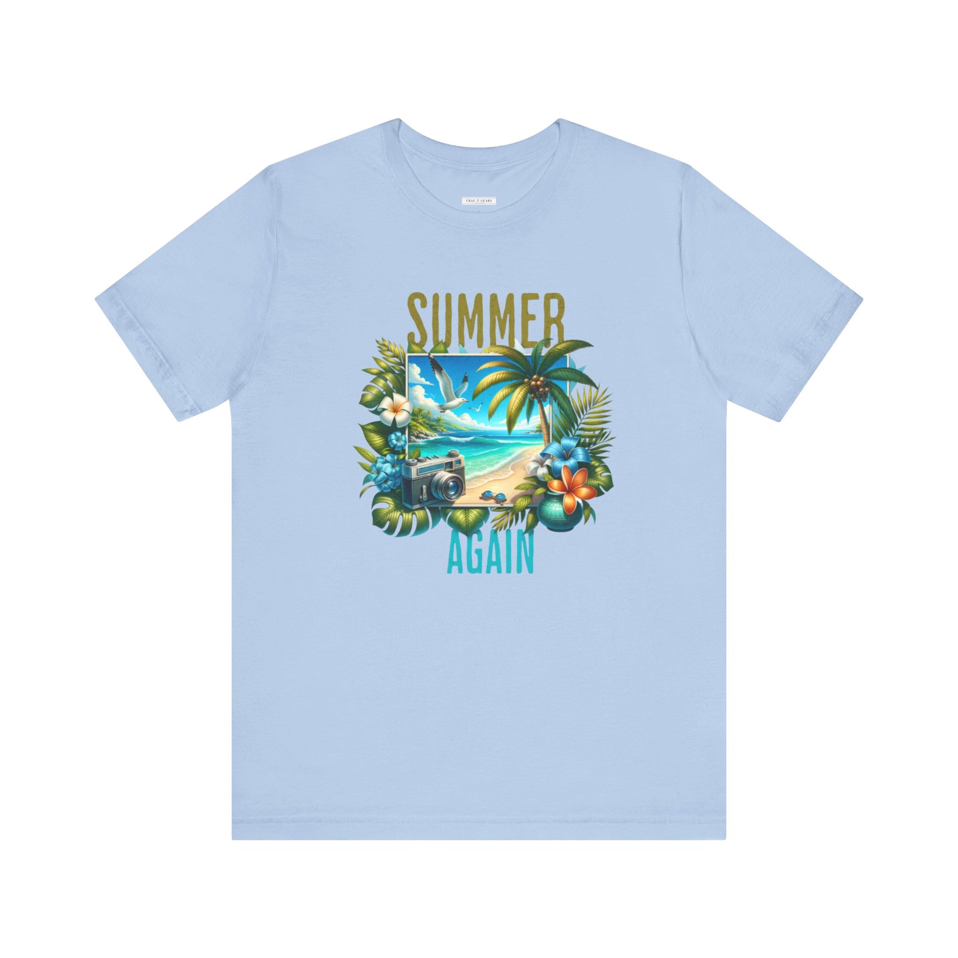 Summer Again Women's Jersey Tee - Tropical Vibe Graphic T-Shirt