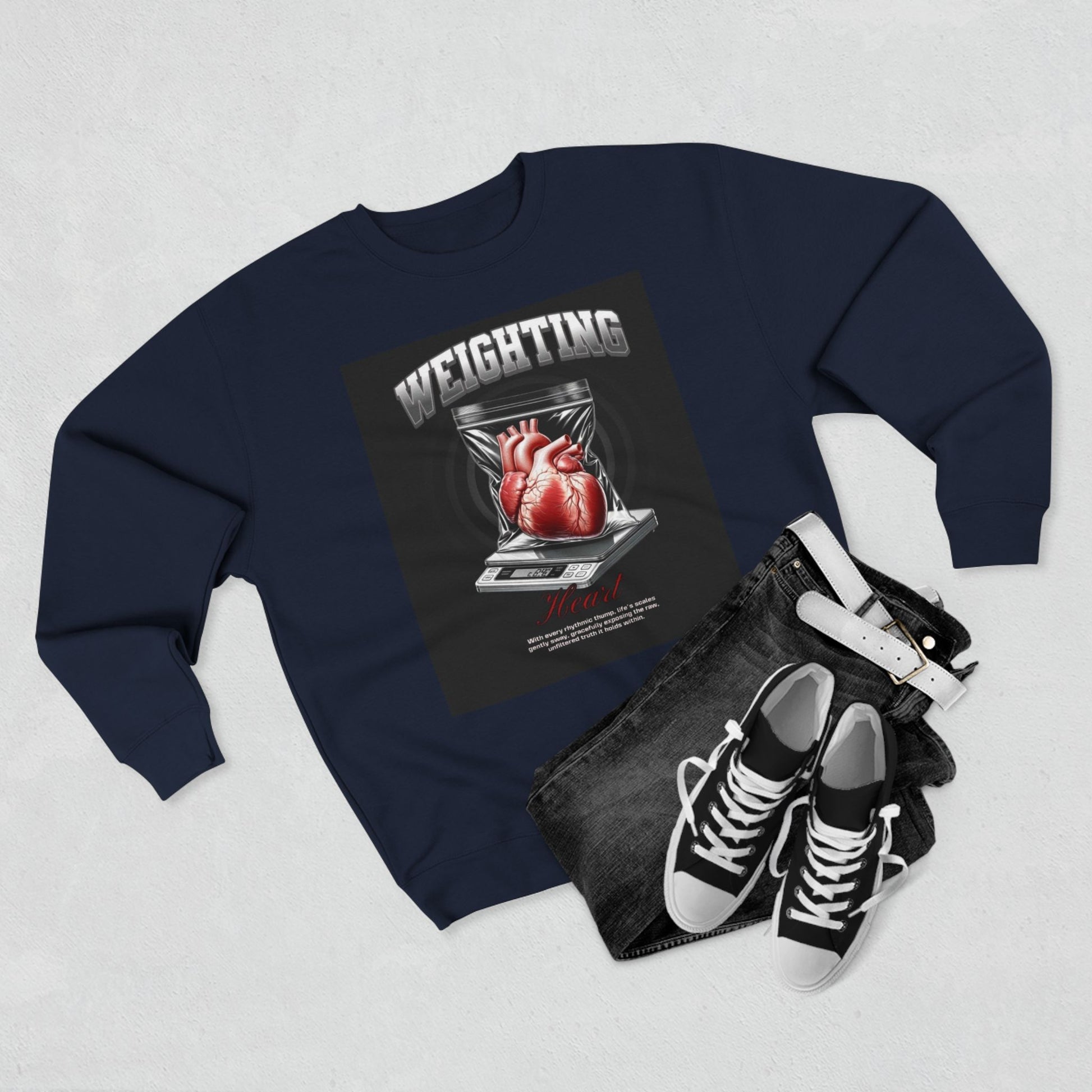Weighting Heart Unisex Crewneck Sweatshirt - Perfect for Fitness Lovers