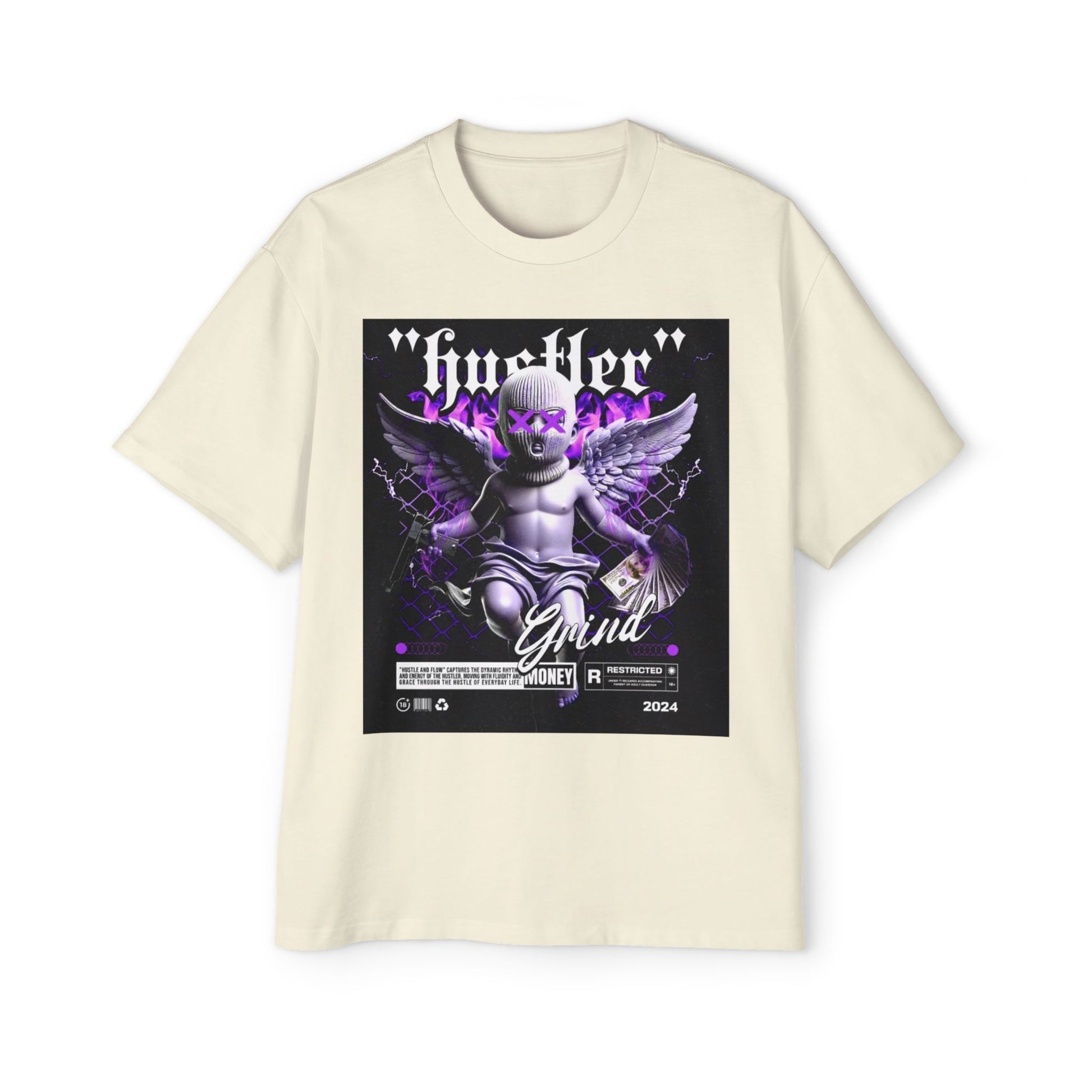 Men's Heavy Oversized Graphic Tee - Hustler Grind Design