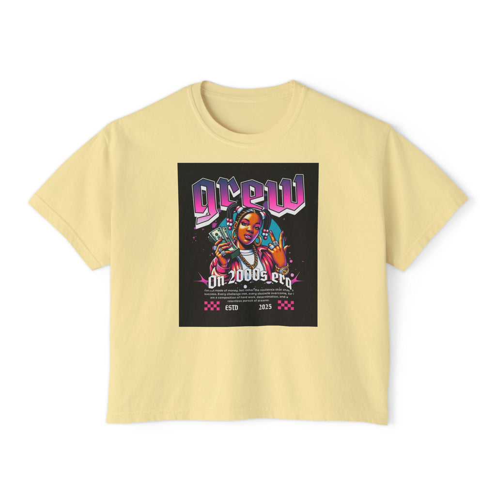 Graphic Boxy Tee - 'Grew On 2000s Era' Vintage Style Women's Top