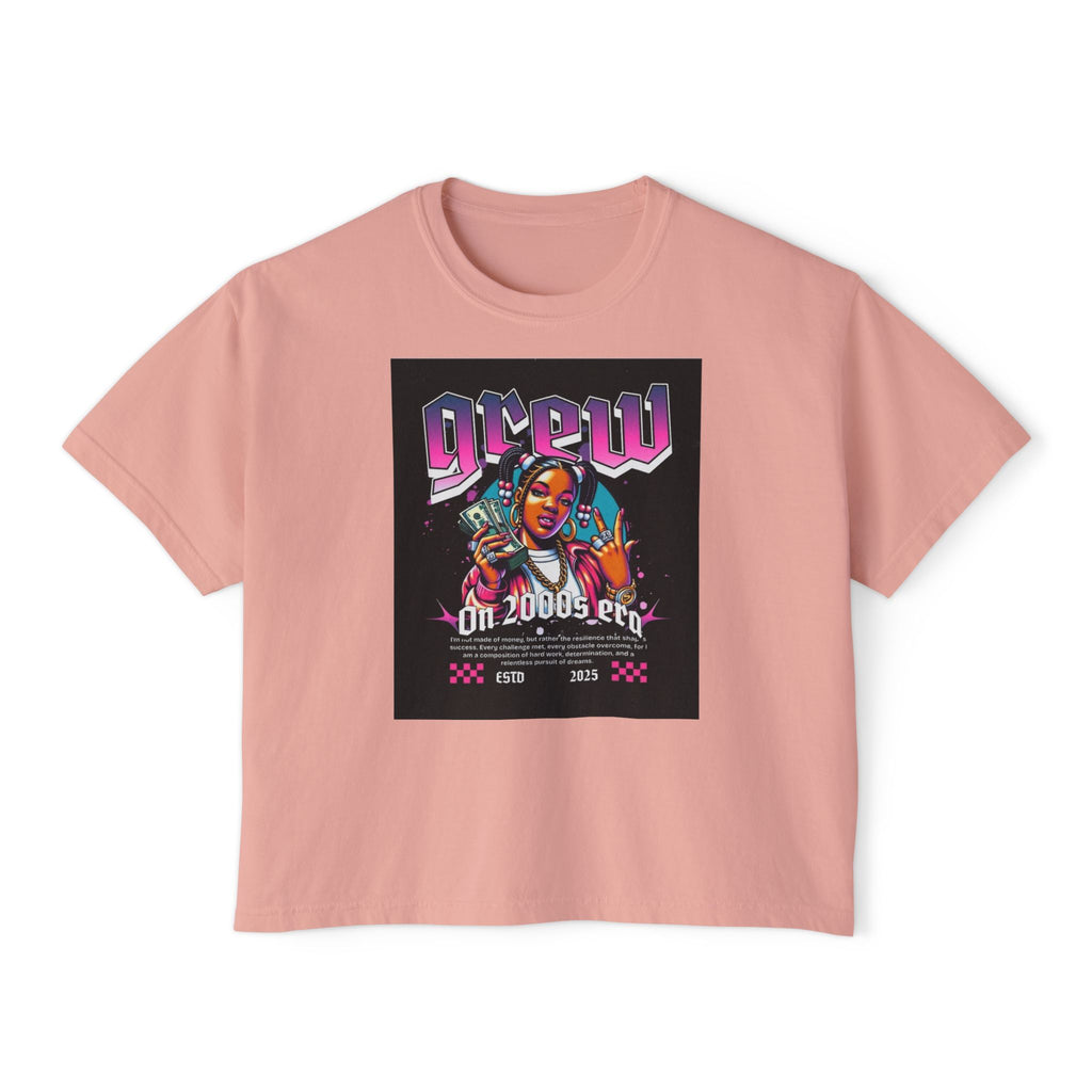 Graphic Boxy Tee - 'Grew On 2000s Era' Vintage Style Women's Top