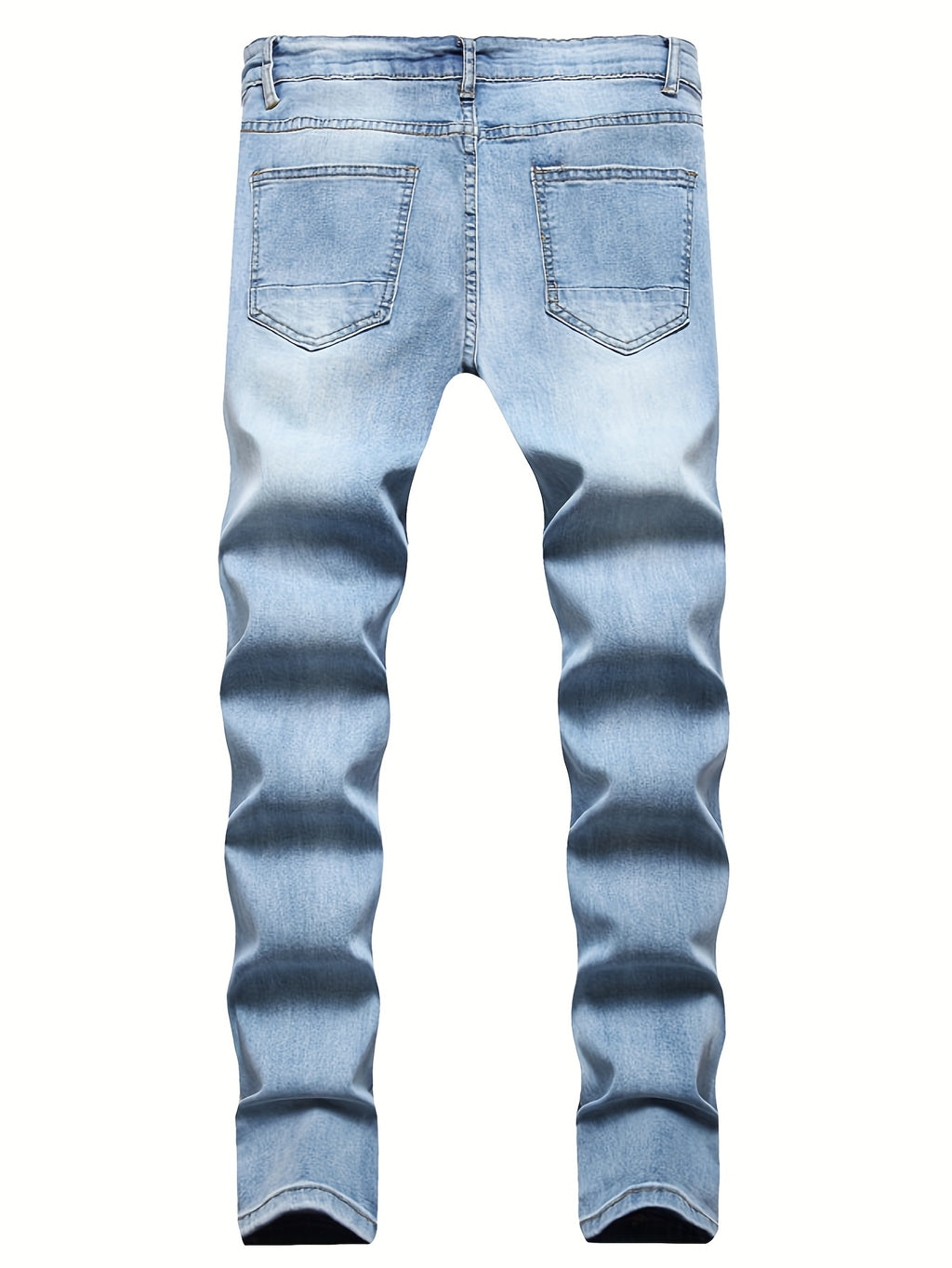 Fashionable, Simple, Versatile Men'S Pants With Holes, Polished White, Slim Fit, Street Fashion, Denim Pants, Fashionable, Worn-out, Small Leg Pants