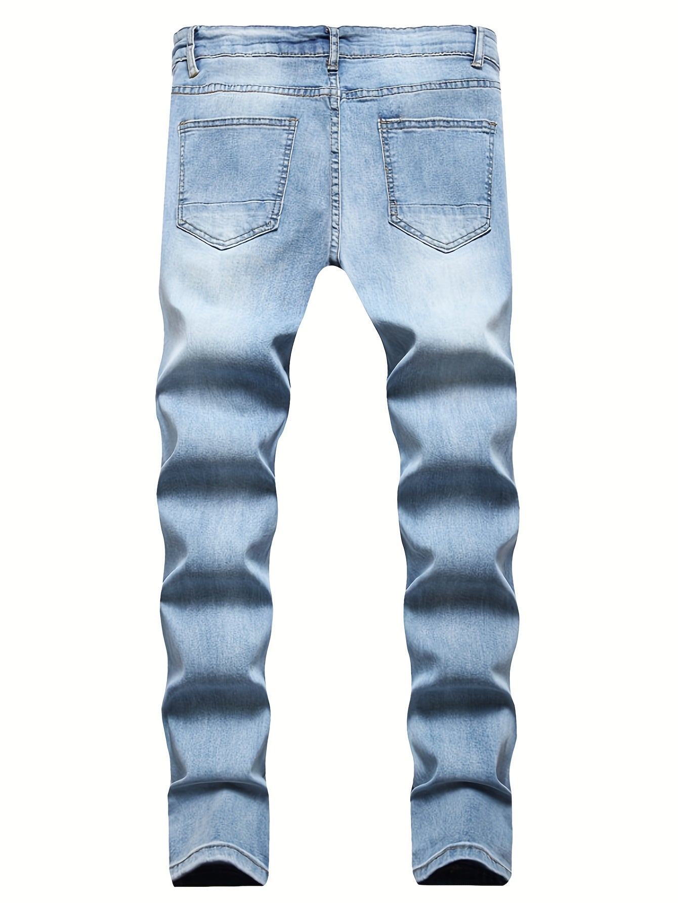 Fashionable, Simple, Versatile Men'S Pants With Holes, Polished White, Slim Fit, Street Fashion, Denim Pants, Fashionable, Worn-out, Small Leg Pants