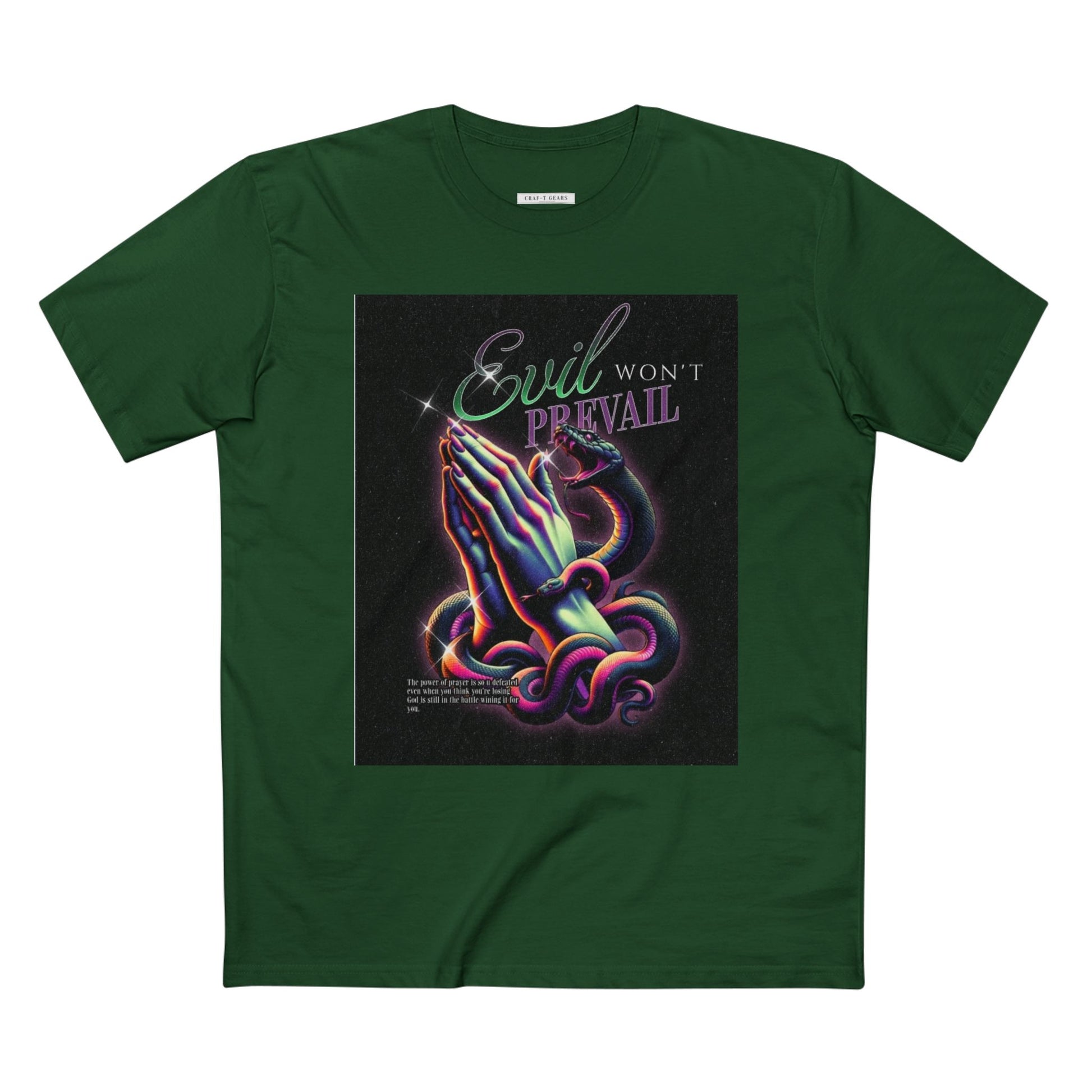 Evil Won't Prevail Graphic Tee - Edgy Prayer Design for Bold Self-Expression