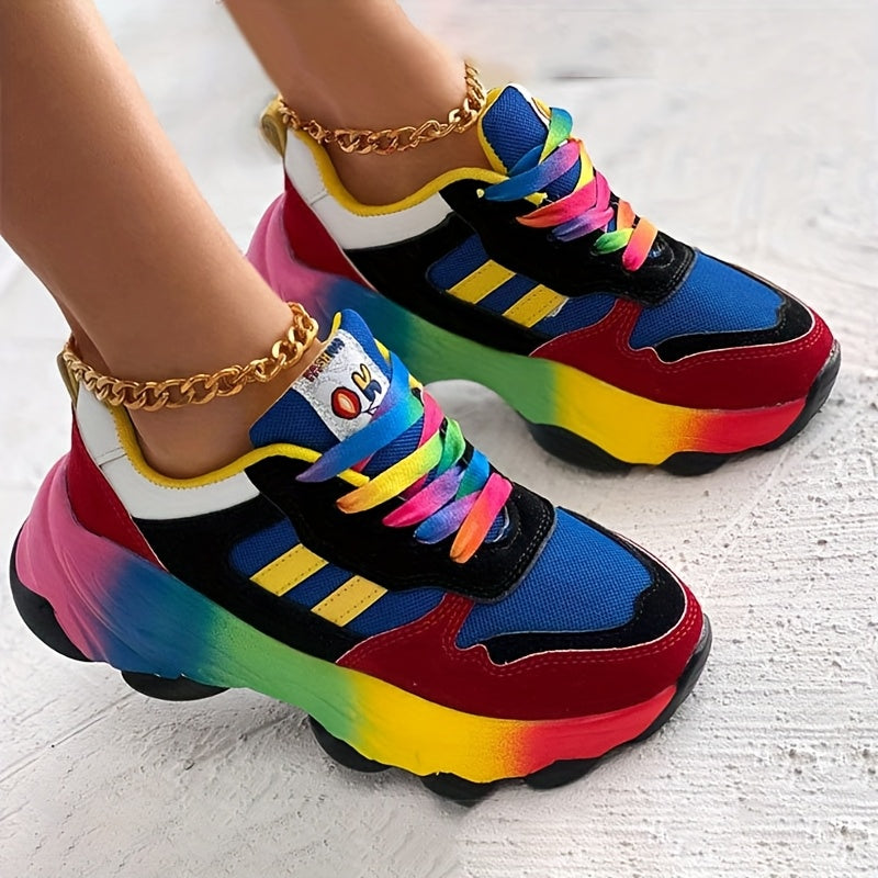 Women'S Breathable Colored All-Matching Casual Sneaker, Fashion Low Top Lace-up Sports Running Shoes, Rubber Shock Absorption Sole-2025 New Suitable Outdoor Sports Running, College Activities Travel Travel