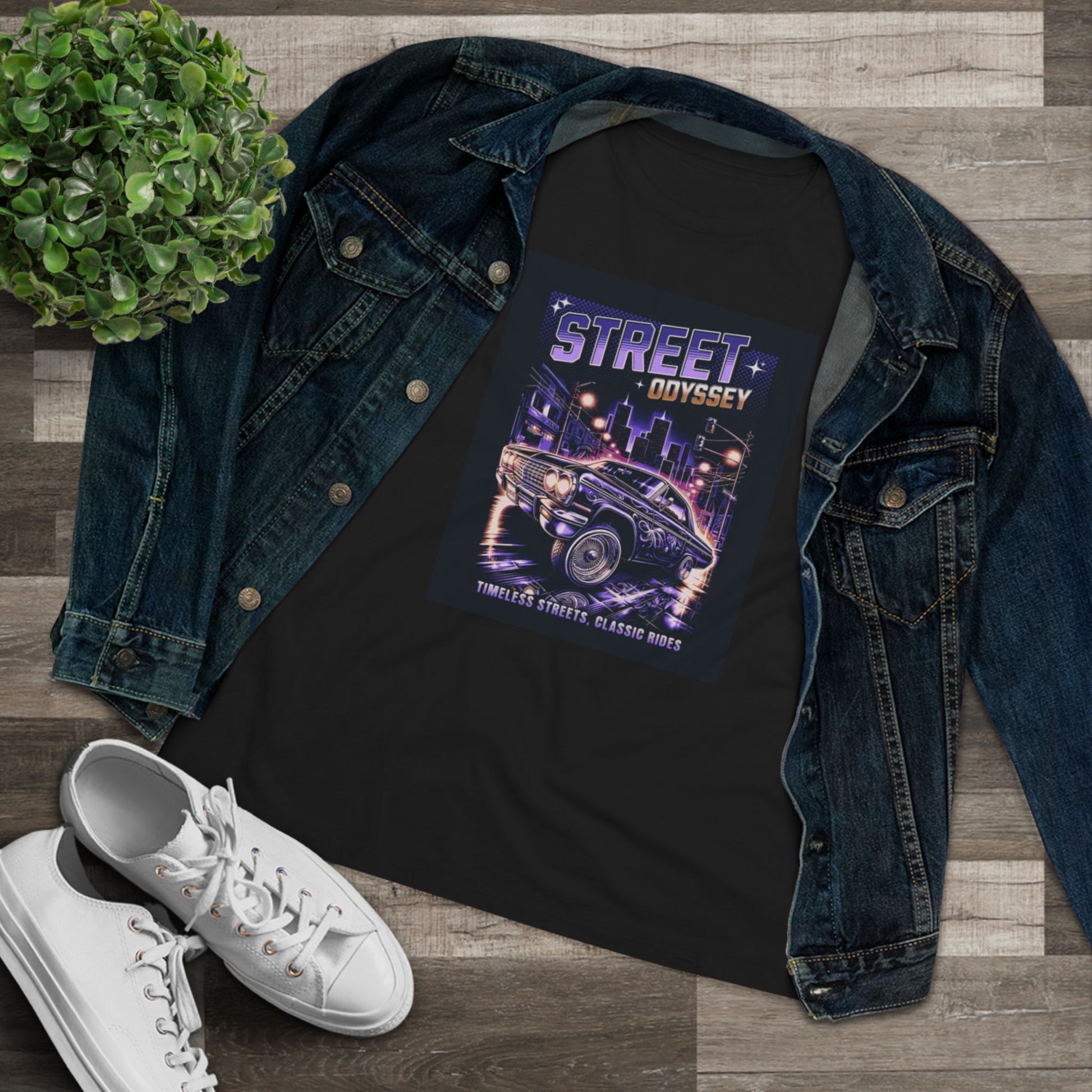 Street Odyssey Women's Graphic Tee - Vintage Car Design