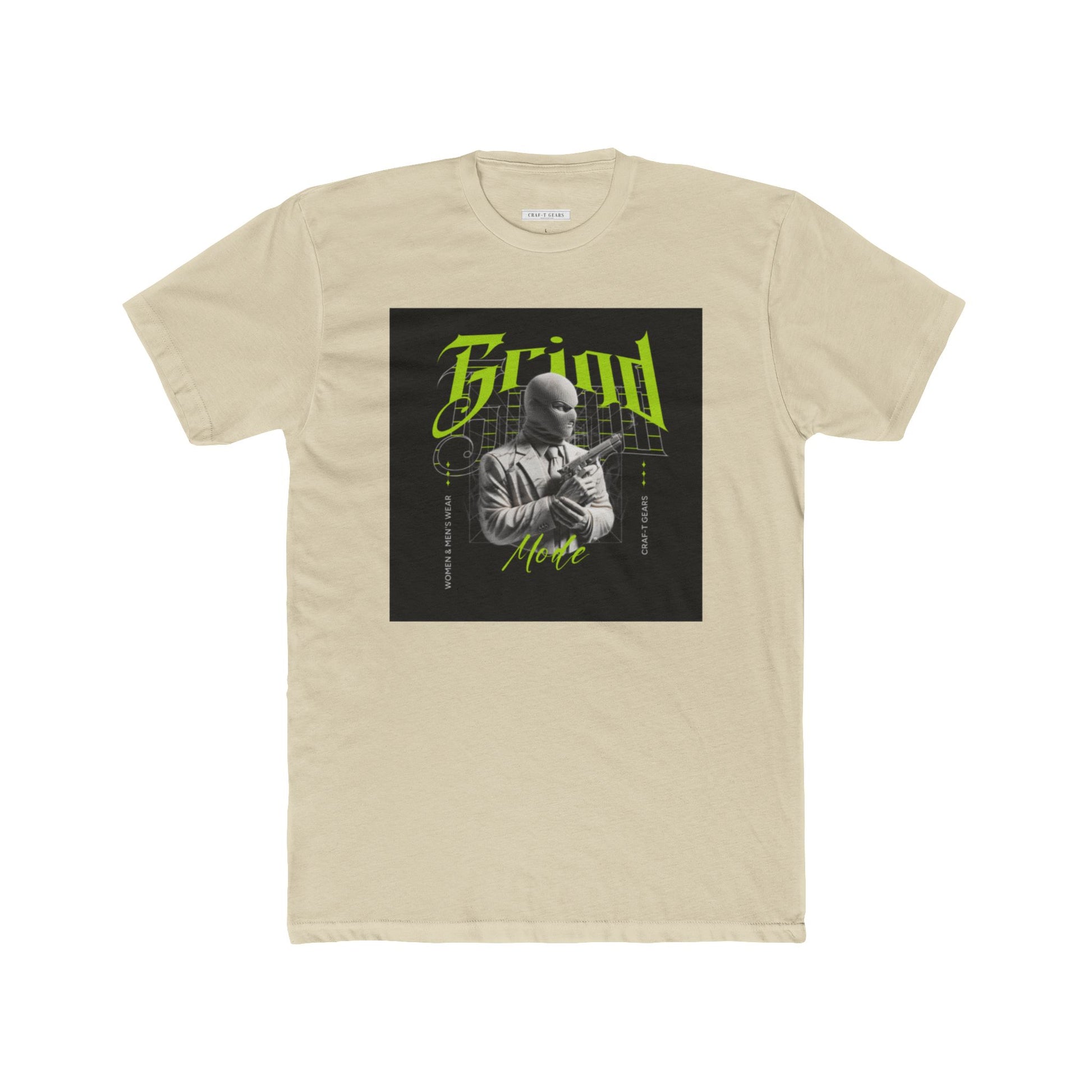 Vintage-Inspired Unisex Cotton Crew Tee - 'Grind Graphic Design