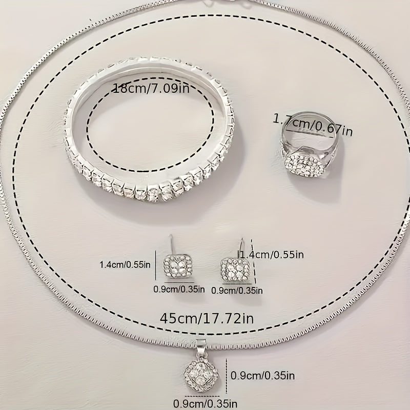 6 New Ladies' Gorgeous And Fashionable Silvery Quartz Watch+new Silvery Jewelry Set Valentine'S Day, Easter, Ramadan, Wedding, Birthday Party, Christmas Horror, Halloween, Give Friends Gifts Eid Al Adha