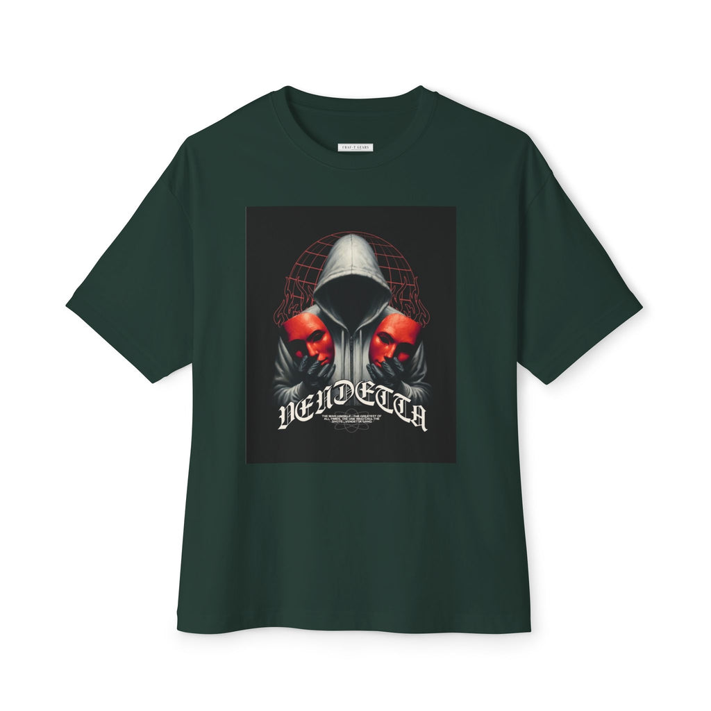 Edgy Men's Oversized Tee with 'VENDETTA' Design - Streetwear Essential