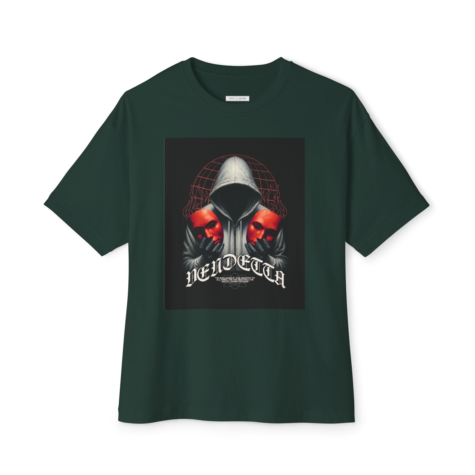 Edgy Men's Oversized Tee with 'VENDETTA' Design - Streetwear Essential