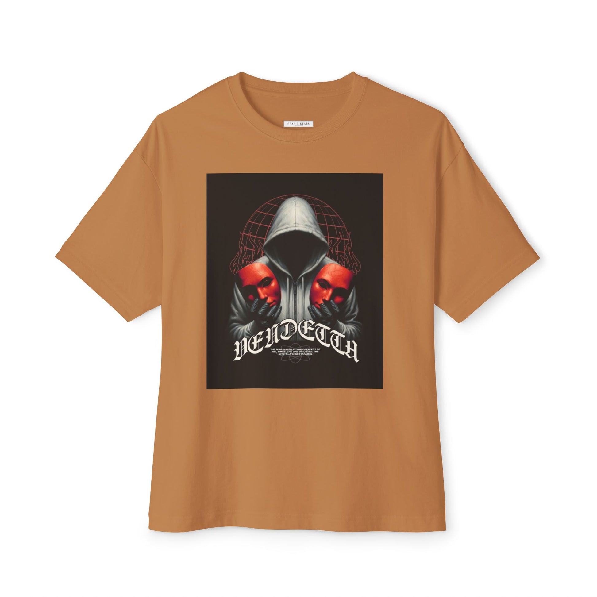 Edgy Men's Oversized Tee with 'VENDETTA' Design - Streetwear Essential